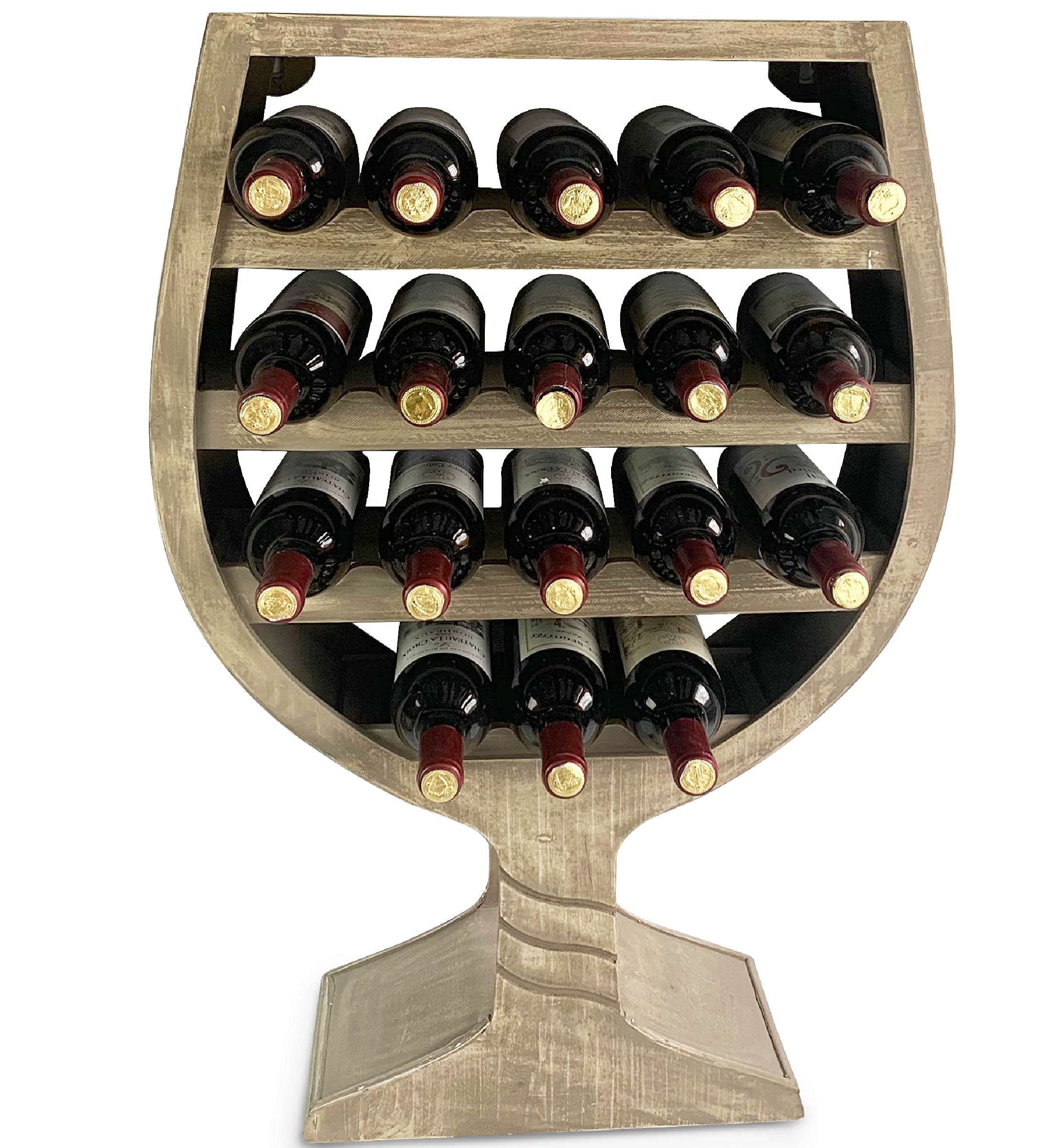 Modern Wall Mounted Wine Rack - 18 Bottle Wooden Wine Holder, Freestanding or Hanging Wine Storage Shelf Organizer for Kitchen, Dining Room, Bar, and Home Decor