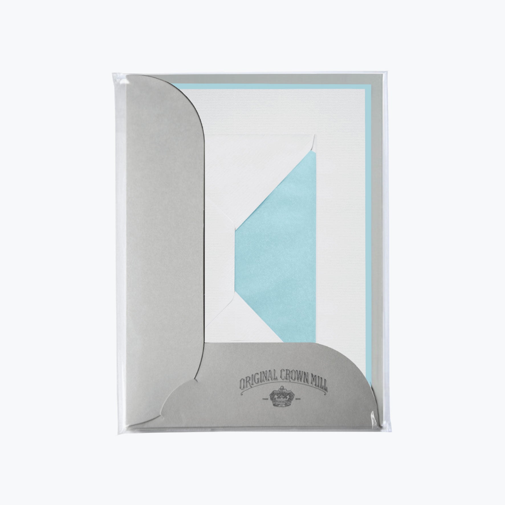 Premium Crown Mill A5 Letter Set Compendium - Elegant White & Ice Blue (8-Piece Set) for Wedding Invitations, Thank You Cards & Formal Correspondence