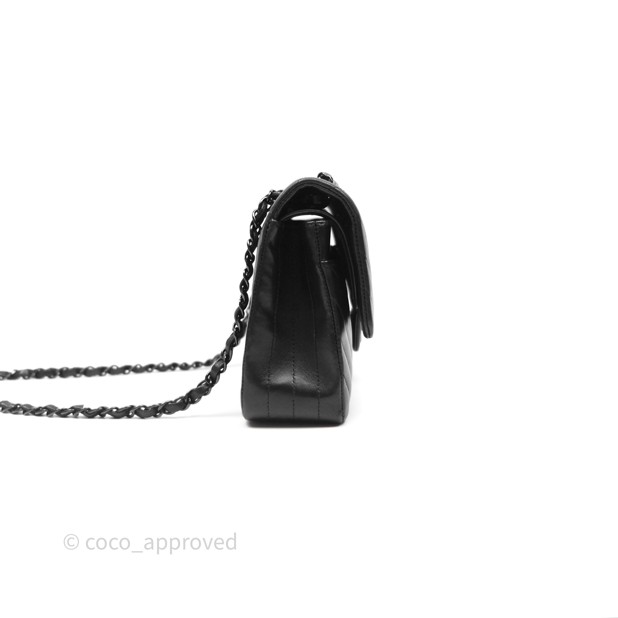 Chanel Classic M/L Medium Flap Bag - Chevron Black Lambskin with So Black Hardware | Luxury Shoulder Bag for Women, Perfect for Date Night & Special Occasions