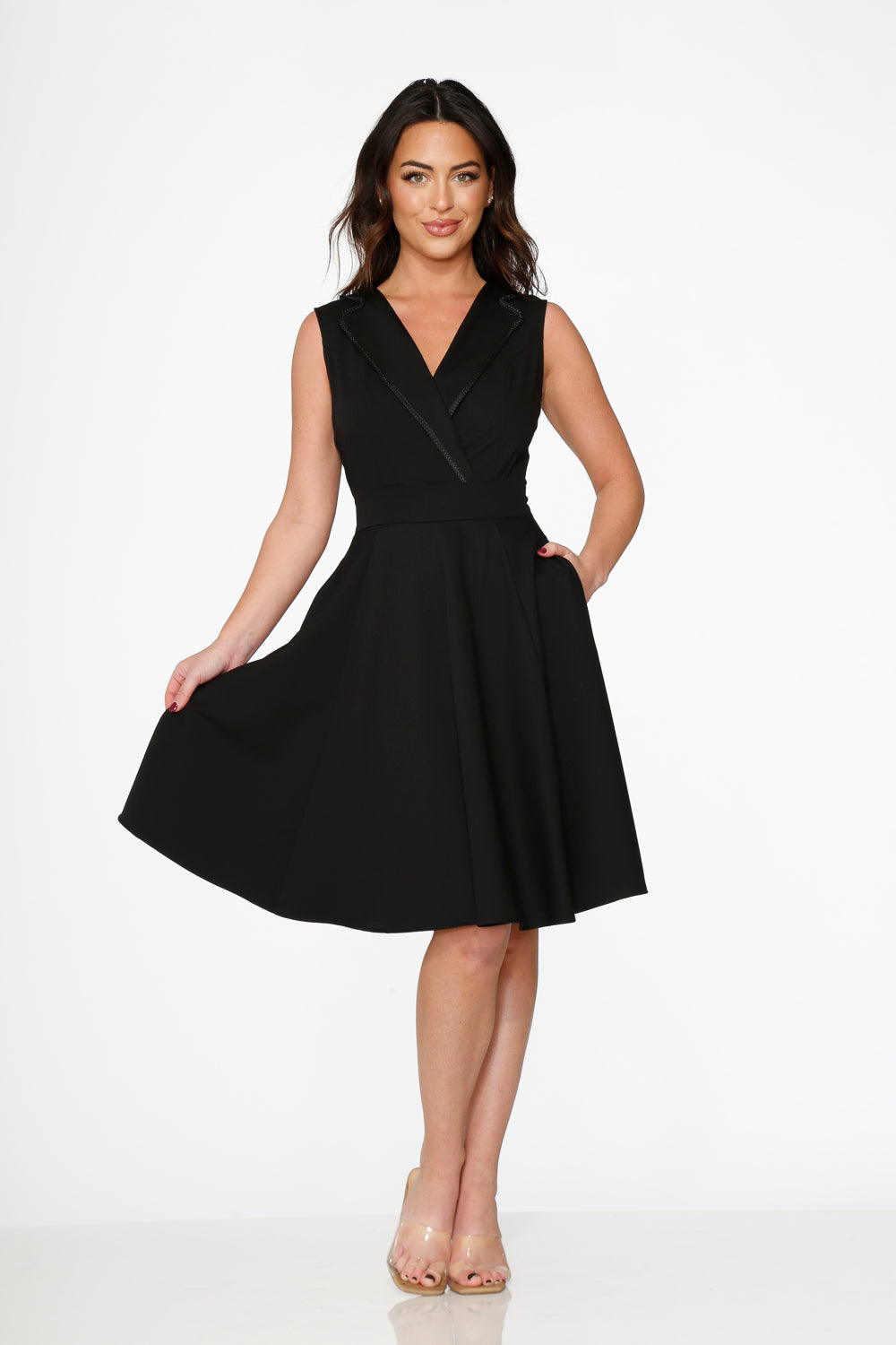 Elegant Black Swing Dress for Women - Flowy A-Line Party Dress for Casual & Formal Occasions - Perfect for Date Nights, Weddings & Office Wear