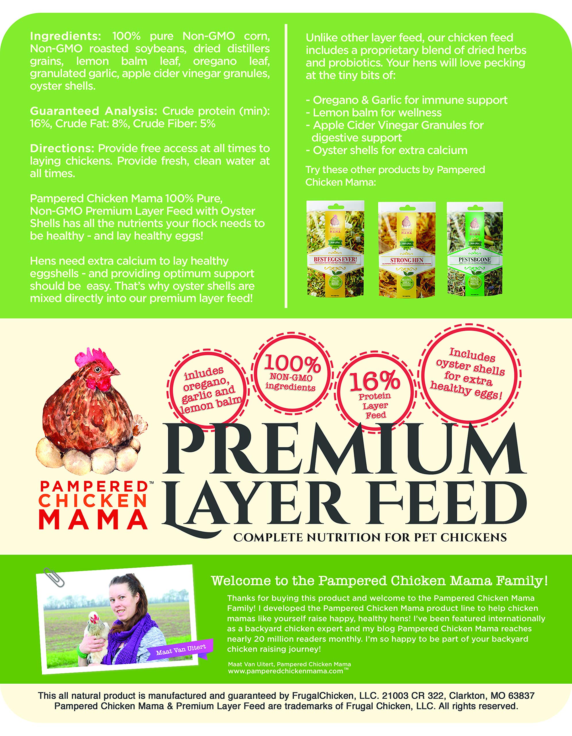 Premium Layer Feed Pellets for Backyard Chickens - High Protein & Calcium All-Natural Chicken Feed - 80lb Bag for Egg Laying Hens - Perfect for Healthy Eggs & Poultry Nutrition in Coops & Farms