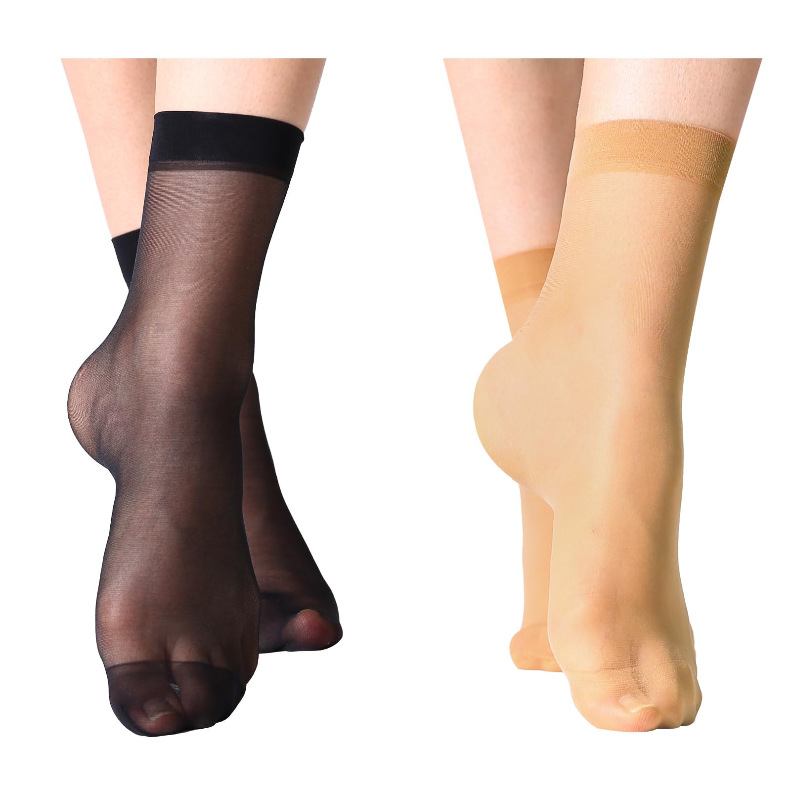 Yilanmy 12 Pairs Women's Sheer Ankle High Socks with Reinforced Toe - Nylon Pantyhose Socks for Everyday Wear, Office & Casual Outfits
