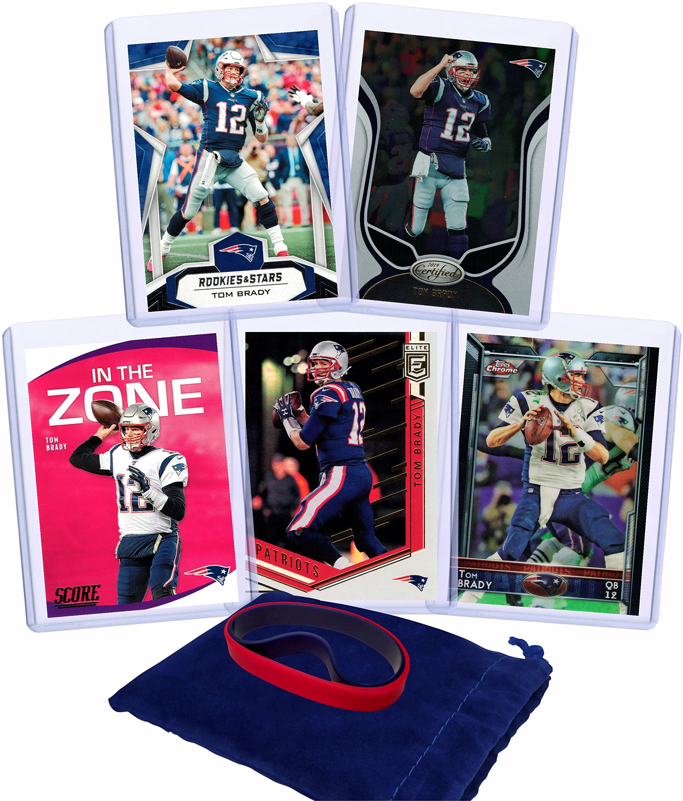 Tom Brady Football Cards Assorted (5-Pack) - New England Patriots NFL Trading Cards Collection for Collectors & Fans - Perfect for Display, Trading, and Memorabilia