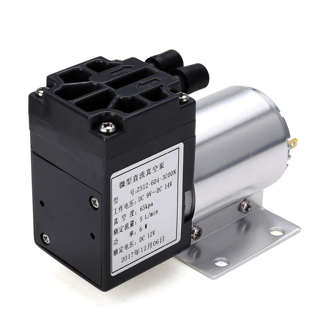 12V DC Electric Vacuum Pump - 5L/Min Air Flow, Compact Air Compressor for Automotive, HVAC & DIY Projects | Ideal for Brake Bleeding, AC Repair & Scientific Labs