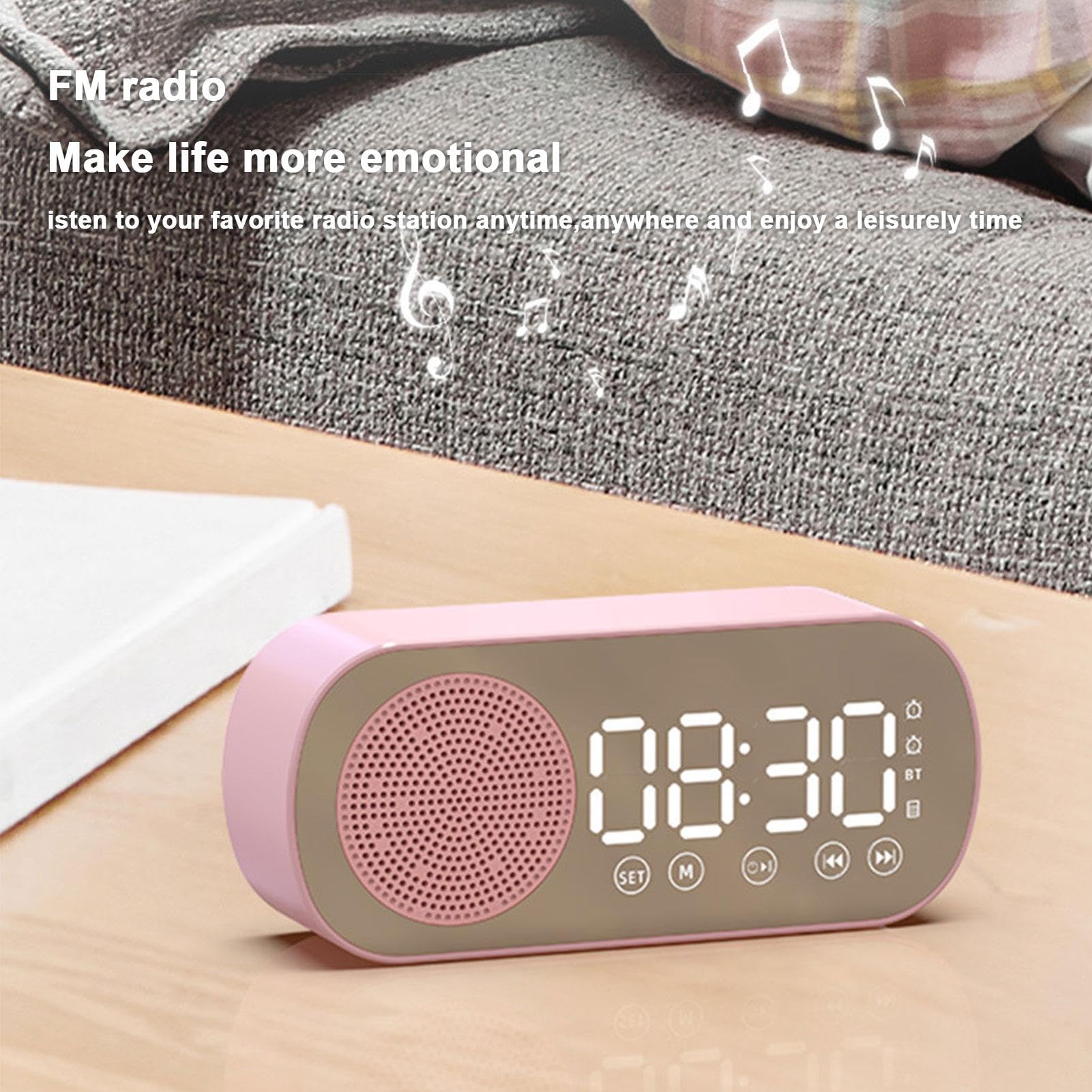 Veeteah Digital Radio Alarm Clock with LED Display - FM Radio, USB Charger, Snooze Function | Perfect for Office, Bedroom, Nightstand & Travel | Wake Up to Music or Alarm