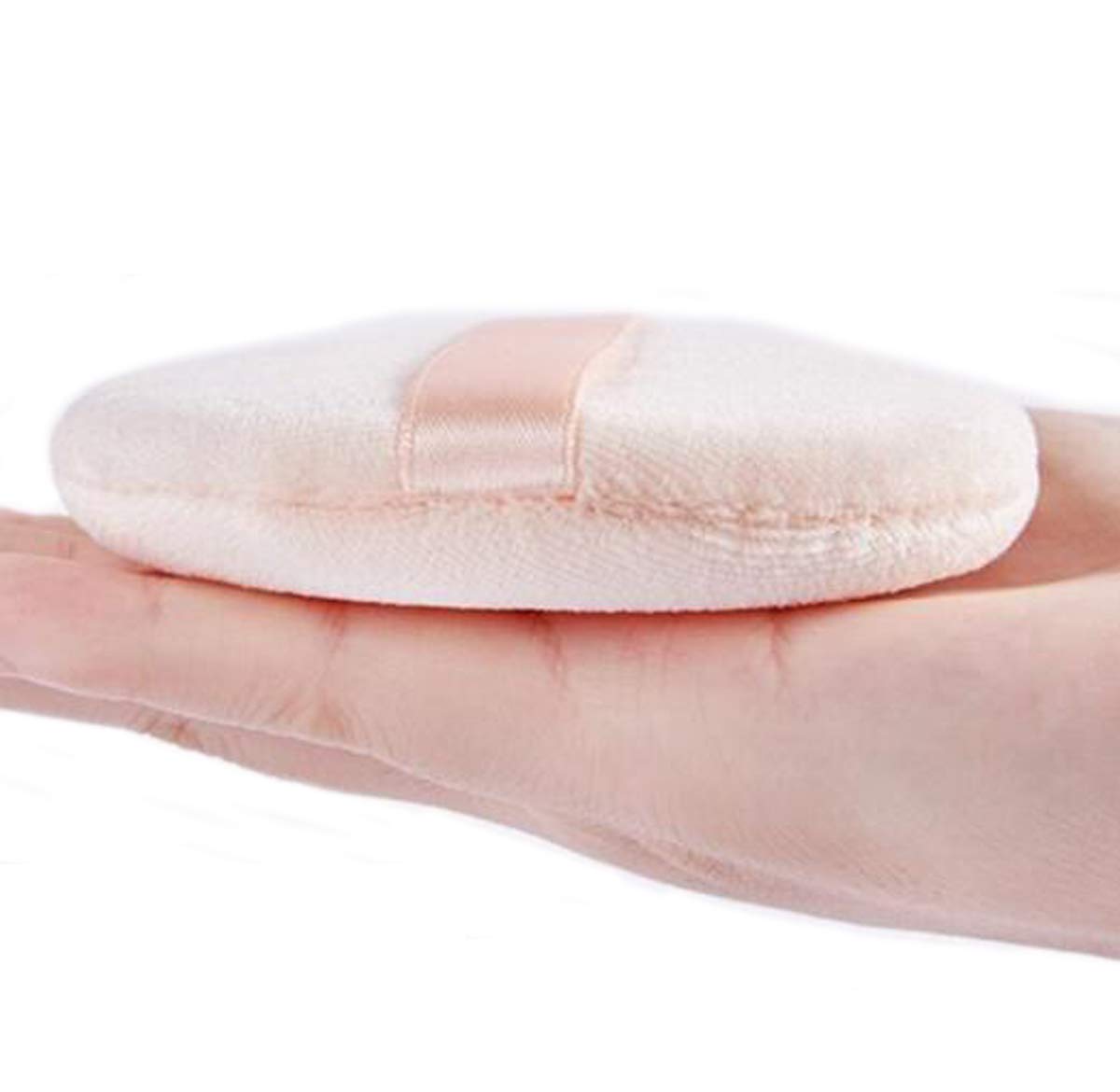 10 Pack Washable Makeup Powder Puffs with Ribbon - Soft Velour Cosmetic Sponge for Loose Powder, Compact Foundation & Face Powder - Perfect for Professional Makeup Application & Travel Touch-Ups