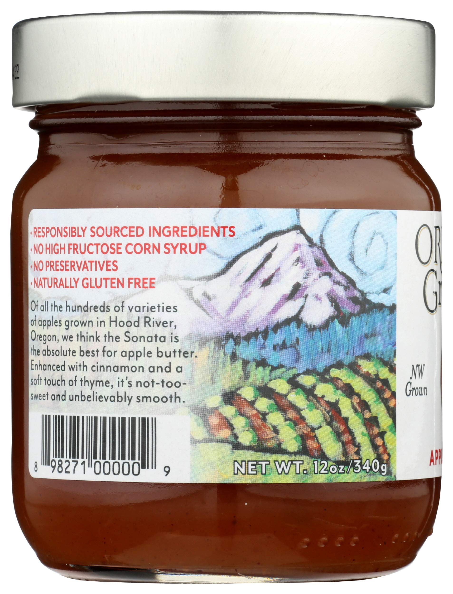 Oregon Growers Apple Butter Spread - 12 oz Jar | All-Natural, Gluten-Free Fruit Preserve for Toast, Pancakes & Baking | Perfect for Breakfast & Desserts