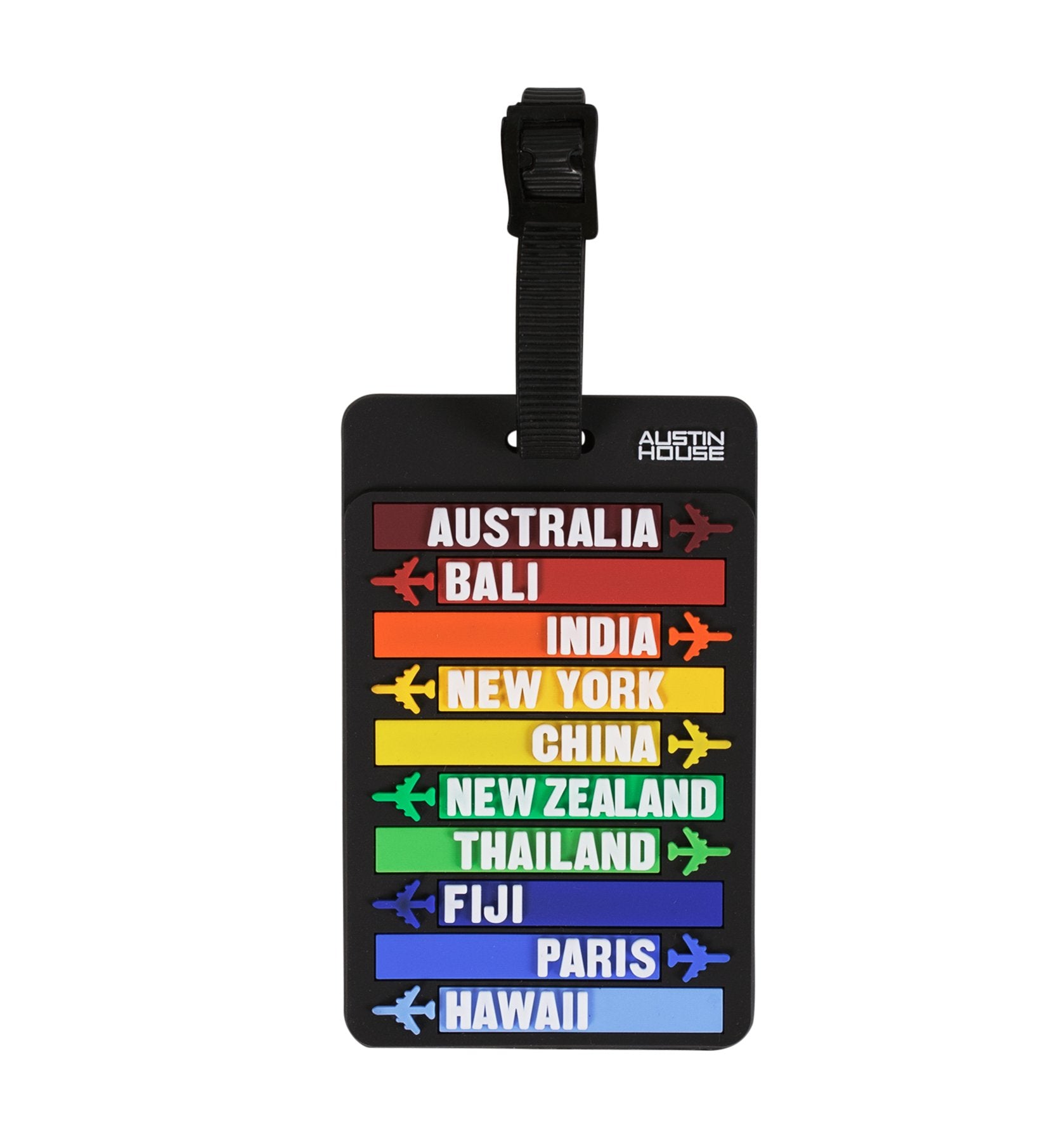 Austin House Classic Rainbow Color Luggage Tag - Durable Travel ID Tags for Suitcases & Bags - Perfect for Airports, Vacations & Business Trips