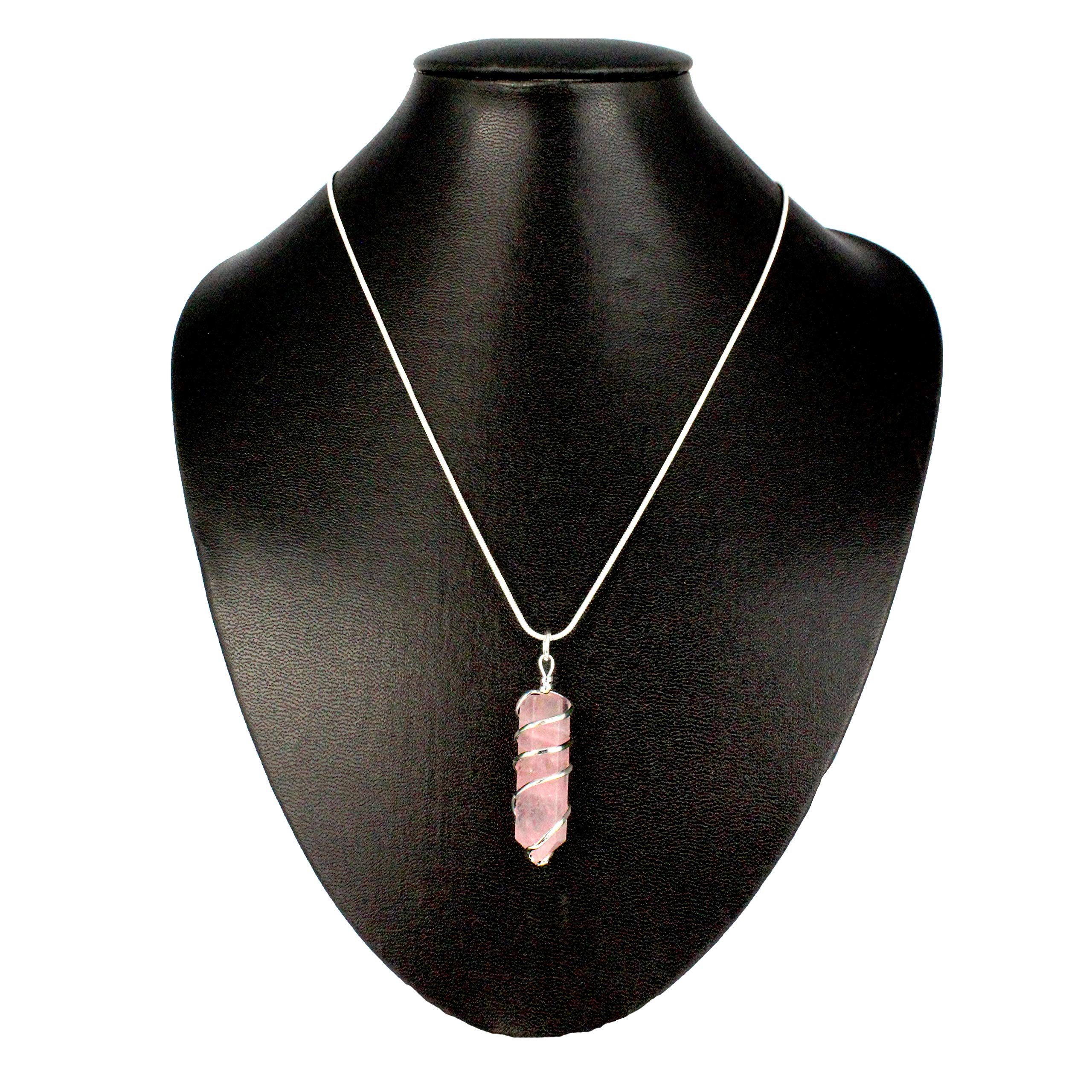 Buy 2 Get 1 Free - Genuine Healing Gemstone Pendant Necklace with Wrapped Coil (Amazonite, Amethyst, Carnelian, Quartz, Green Aventurine, Rose Quartz, Tiger Eye) - Perfect for Meditation, Yoga, Energy Healing & Spiritual Gifts