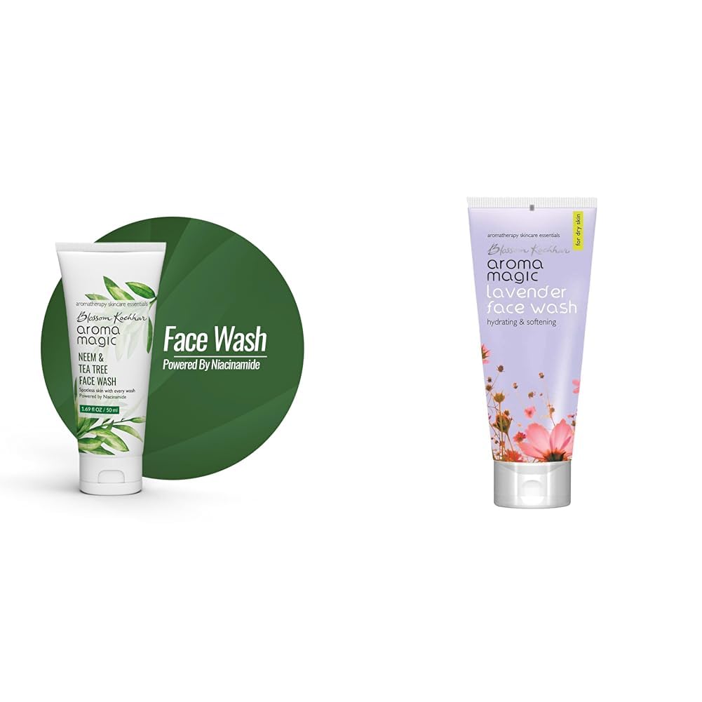 Aroma Magic Neem & Tea Tree Face Wash with Niacinamide (100ml) & Lavender Face Wash (100ml) - Acne Control & Soothing Cleanser for Oily & Sensitive Skin - Perfect for Daily Skincare Routine