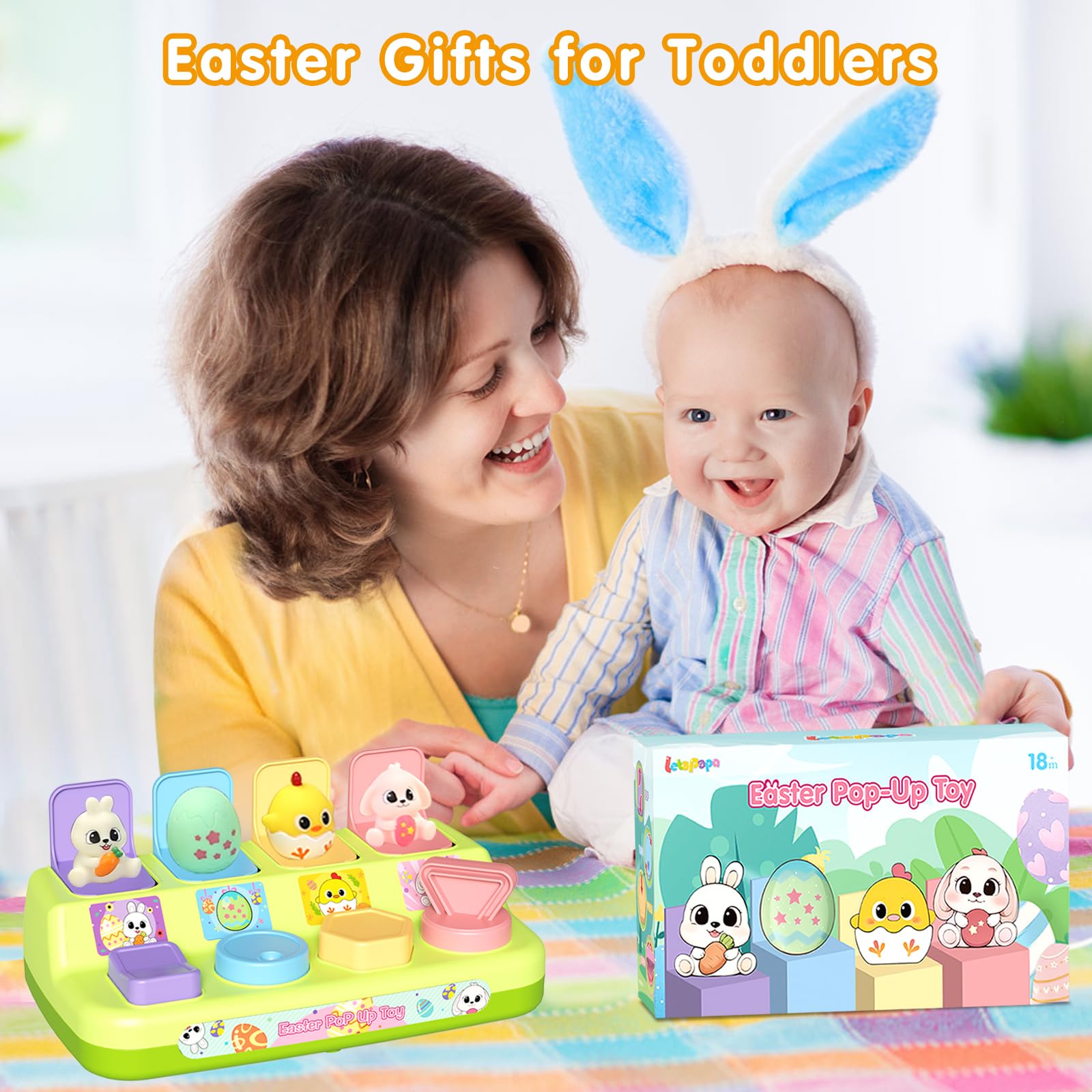 Interactive Pop Up Toys for Toddlers - Montessori Cause & Effect Learning Toys for Babies 18-24 Months - Easter Basket Stuffers & Toddler Gifts for 1-2 Year Olds - Perfect for Early Childhood Development & Sensory Play