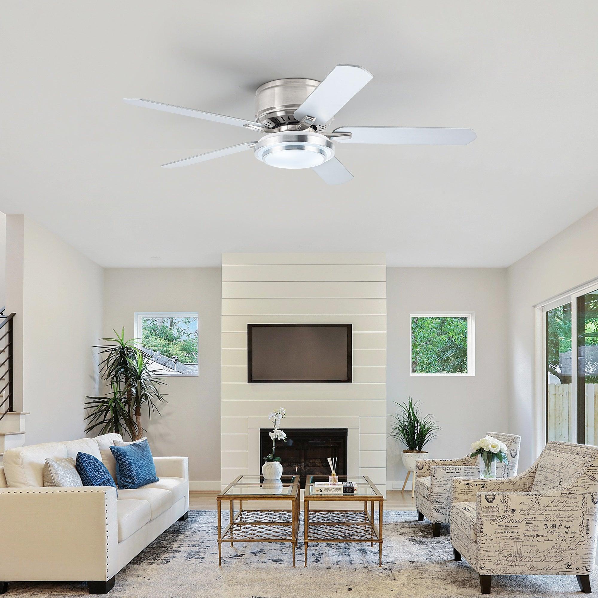 52 Vaczon 5-Blade Ceiling Fan with LED Light and Remote Control - Perfect for Living Room, Bedroom, and Office Cooling
