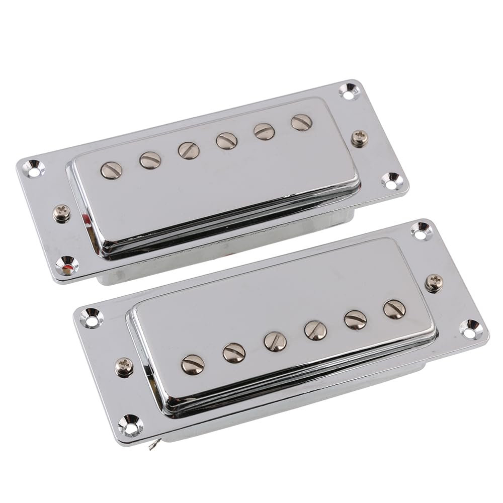 Mini Humbucker Guitar Pickup Set - Bridge & Neck Position for Les Paul LP Electric Guitar (Chrome) | Perfect for Blues, Rock & Jazz Performances