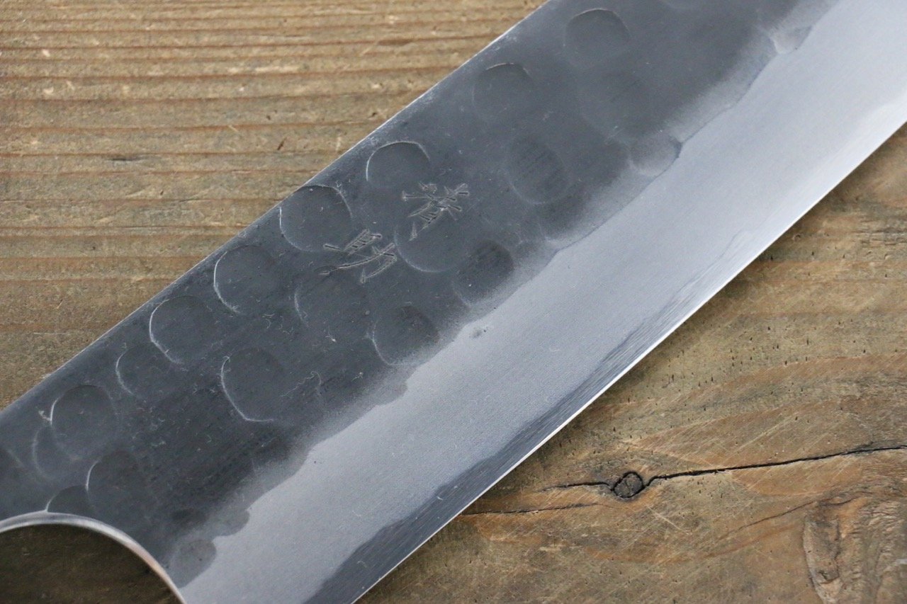 Premium Seisuke Blue Steel No.2 Hammered Kurouchi Gyuto Chef Knife 240mm - Japanese High Carbon Steel Kitchen Knife with Exquisite Shitan Handle - Perfect for Sushi, Meat Cutting & Professional Cooking