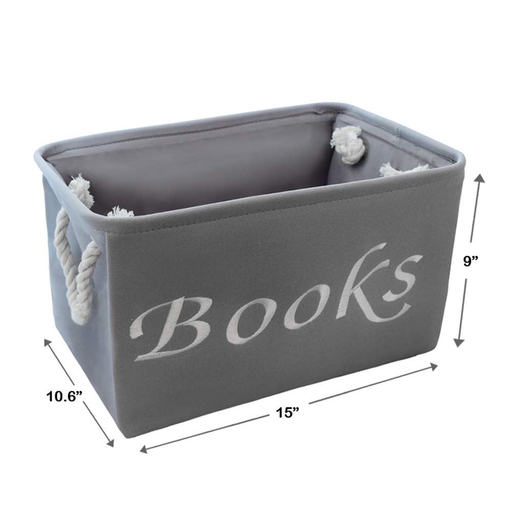 Embroidered Tote Bin - Large Storage Basket for Nursery, Bedroom & Closet Organization - Multi-Purpose Book Bin for Classroom & Home Use - Perfect for Toys, Books & Clothes Storage