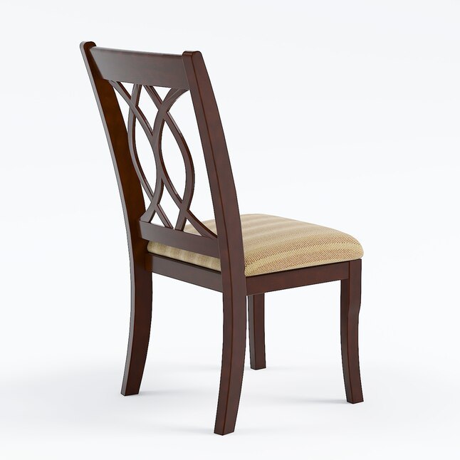 Classic Transitional Dining Chairs Set of 2 - Brown Cherry Solid Wood with Padded Fabric Seat - Elegant Side Chairs for Dining Room - Perfect for Family Dinners & Entertaining Guests