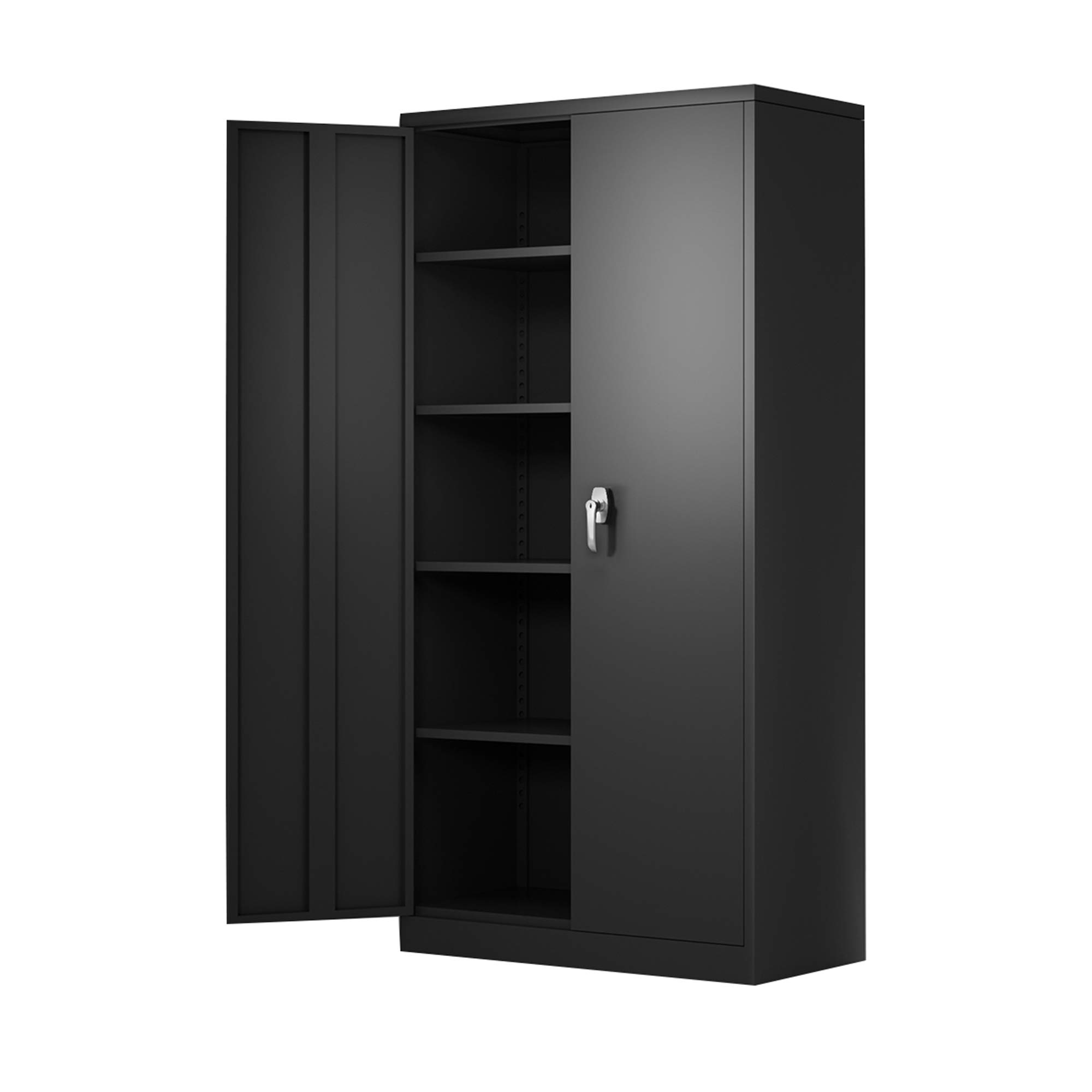 Heavy Duty Lockable Metal Storage Cabinet - 2 Doors & 4 Adjustable Shelves, 71