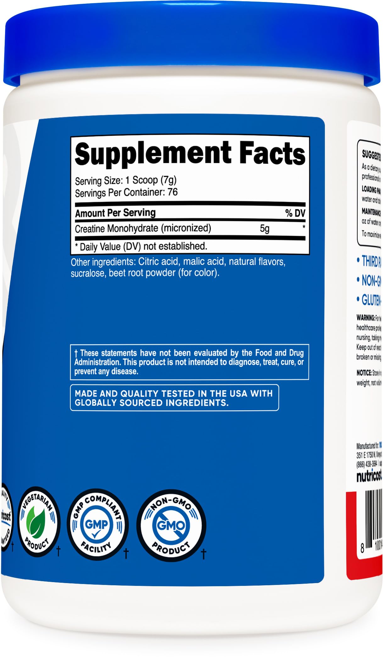 Nutricost Creatine Monohydrate Powder - 500g, Fruit Punch Flavor - Pure Micronized Creatine Supplement for Muscle Growth & Strength - Pre & Post Workout for Athletes & Bodybuilders