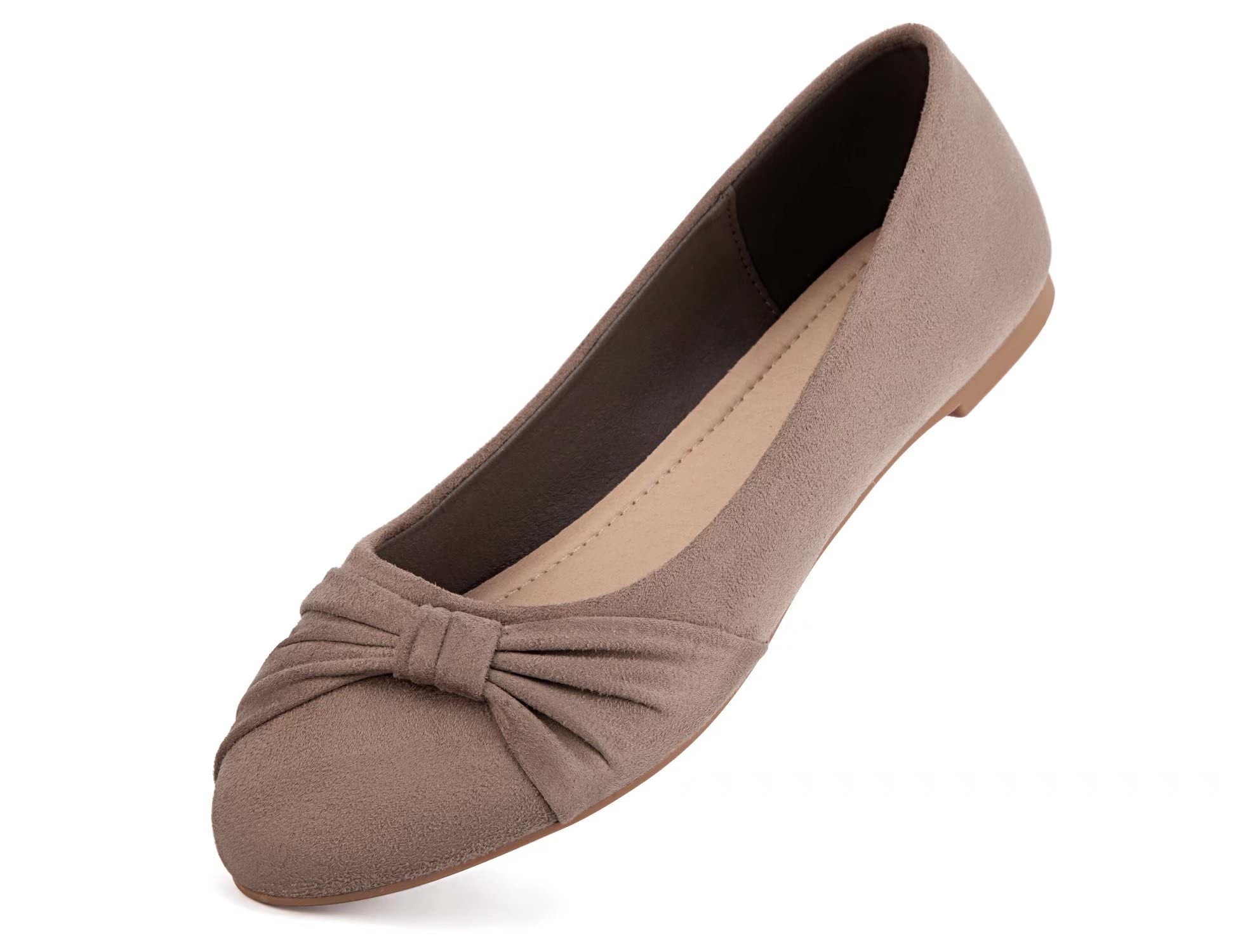 MaxMuxun Women's Comfortable Ballet Flats - Faux Suede Slip-On Walking Shoes with Round Toe for Work, Office & Casual Wear | Dressy & Lightweight Everyday Shoes