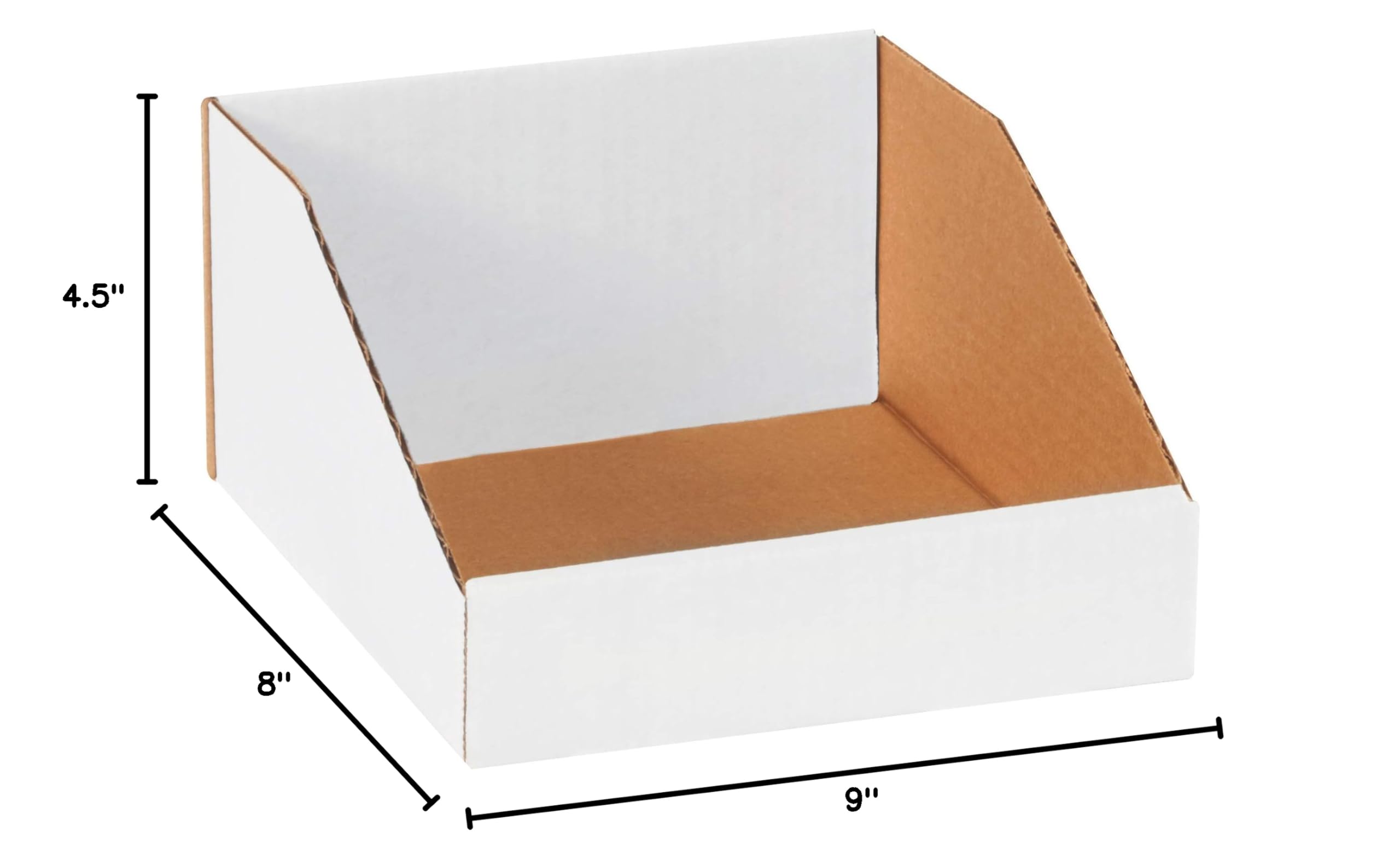 Aviditi 8x9x4.5 Inch White Corrugated Cardboard Storage Bins - Pack of 50 for Warehouse, Garage & Home Organization - Perfect for Storing Office Supplies, Toys, and Seasonal Decorations