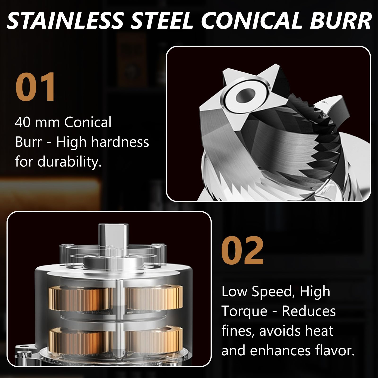 Premium Electric Conical Burr Coffee Grinder for Espresso & Drip Coffee - 48 Precise Grind Settings, Anti-Static Design, Precision Timer - Perfect for Home Baristas & Coffee Enthusiasts (Silver) | Ideal for Freshly Ground Coffee at Home, Office, or Café Use