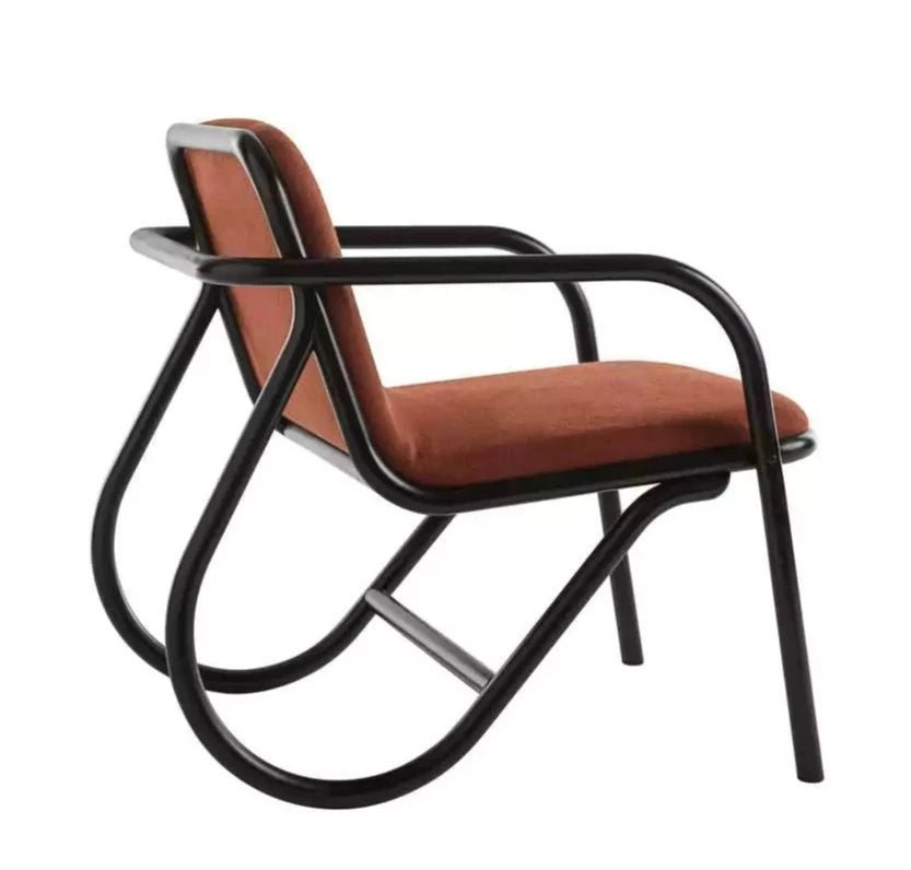 GTV No. 200 Bentwood Lounge Chair with Upholstered Seat - Mid Century Modern Accent Chair for Living Room, Bedroom & Office - Comfortable Reading Chair with Wooden Frame