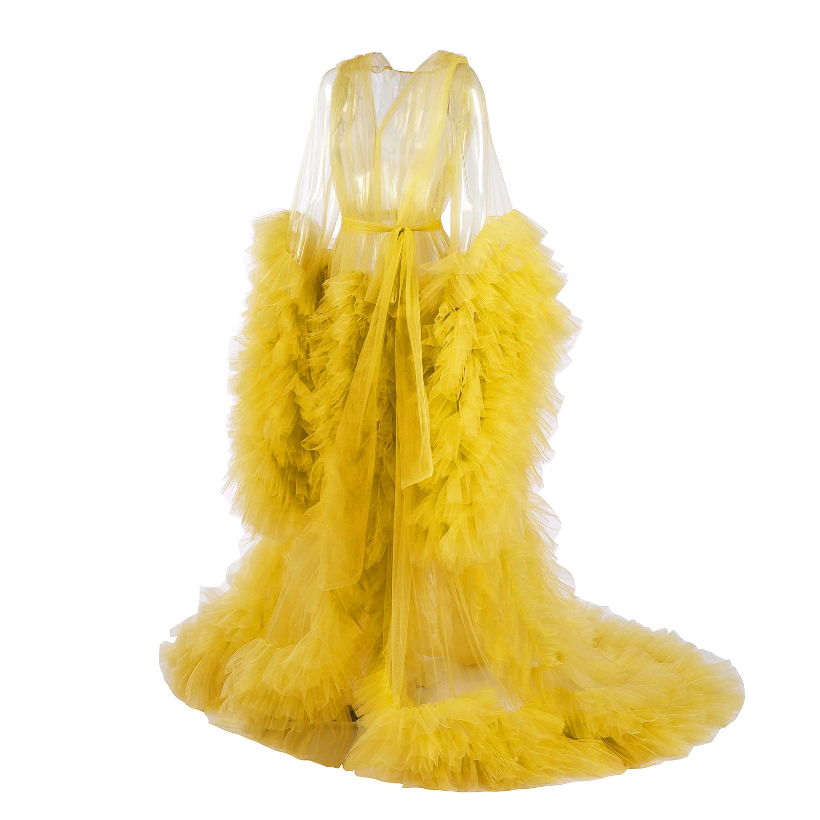 Elegant Maternity Robe for Photoshoots - Women's Lingerie & Old Hollywood Style Nightgown - Soft Tulle Bathrobe for Pregnancy Photos, Bridal Shower & Boudoir Photography
