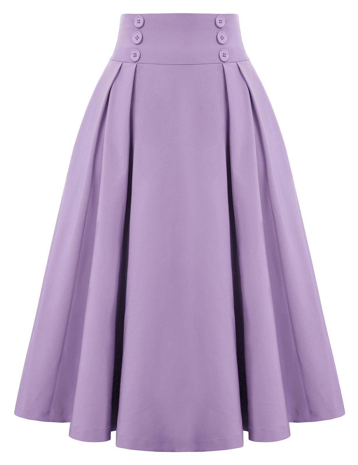 Belle Poque Women's Vintage Plaid High Waist Pleated Skirt with Pockets - BPA020 | Retro A-Line Midi Skirt for Office, School & Casual Outfits