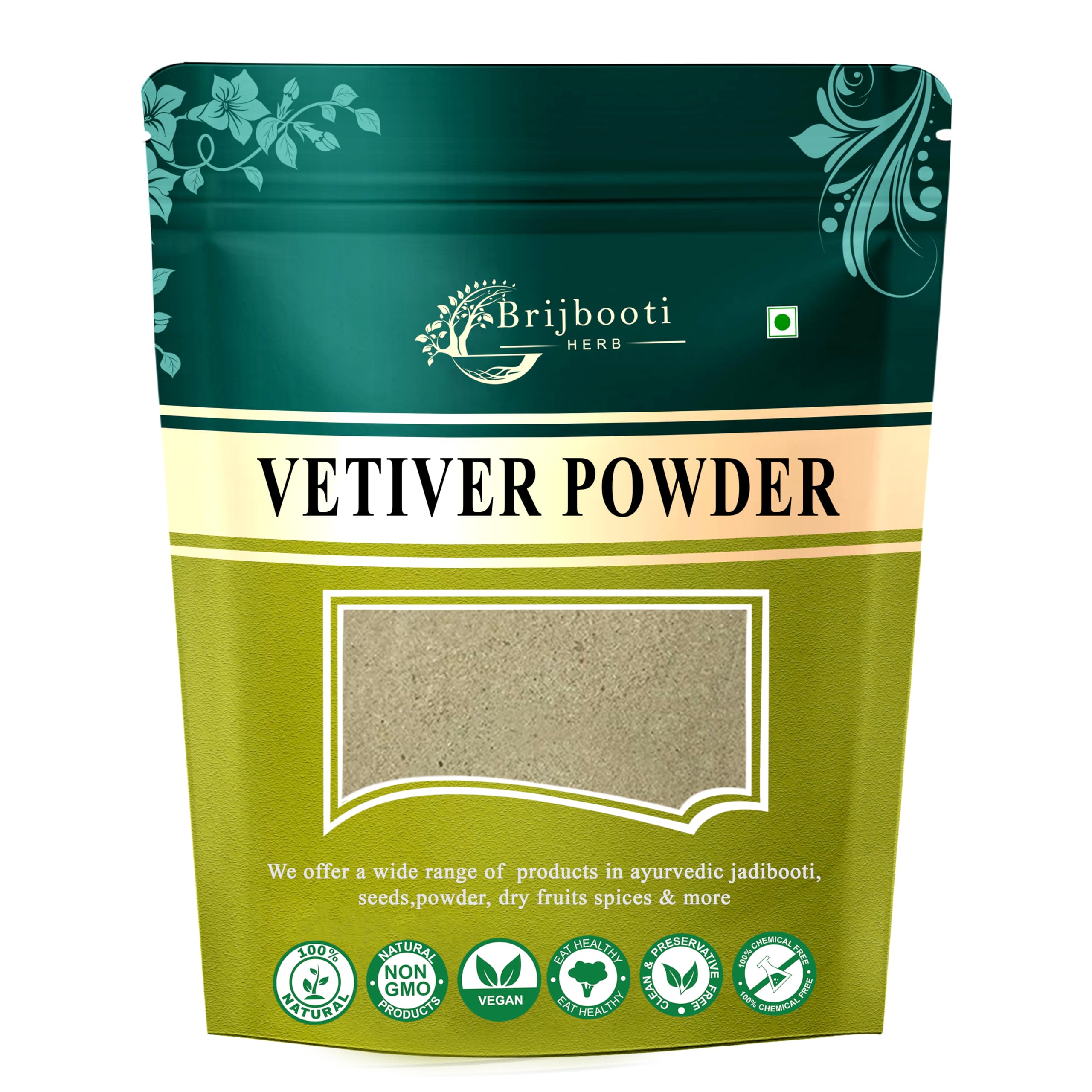 Organic Vetiver Root Powder (100g) - Khus Khus Powder for Hair Growth, Face Scrub & Healthy Skin | Vetiveria Zizanioides | Natural Skincare & Haircare Solution for Spa, Aromatherapy & DIY Beauty Treatments