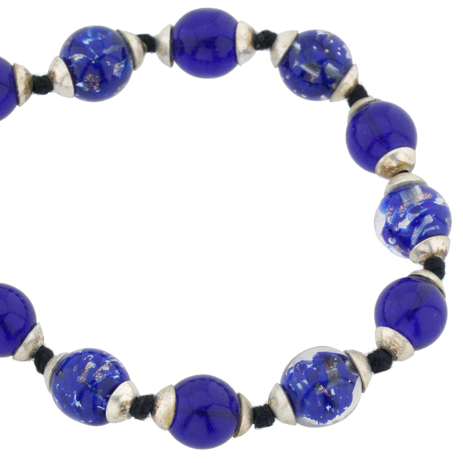 Handmade Venetian Murano Glass Necklace with Antique Beads - Midnight Blue Italian Jewelry for Women | Perfect for Weddings, Parties & Special Occasions