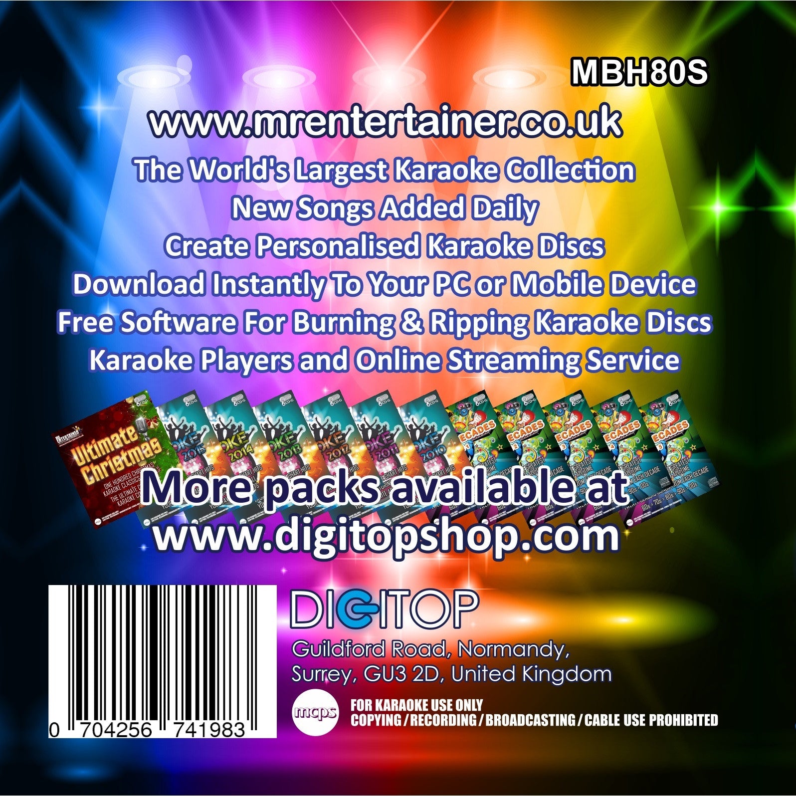 Mr Entertainer Big Karaoke Hits of the 80's - 80s Music Karaoke CD for Parties & Sing-Along Fun | Perfect for Home Entertainment, Birthday Celebrations & Retro Theme Nights