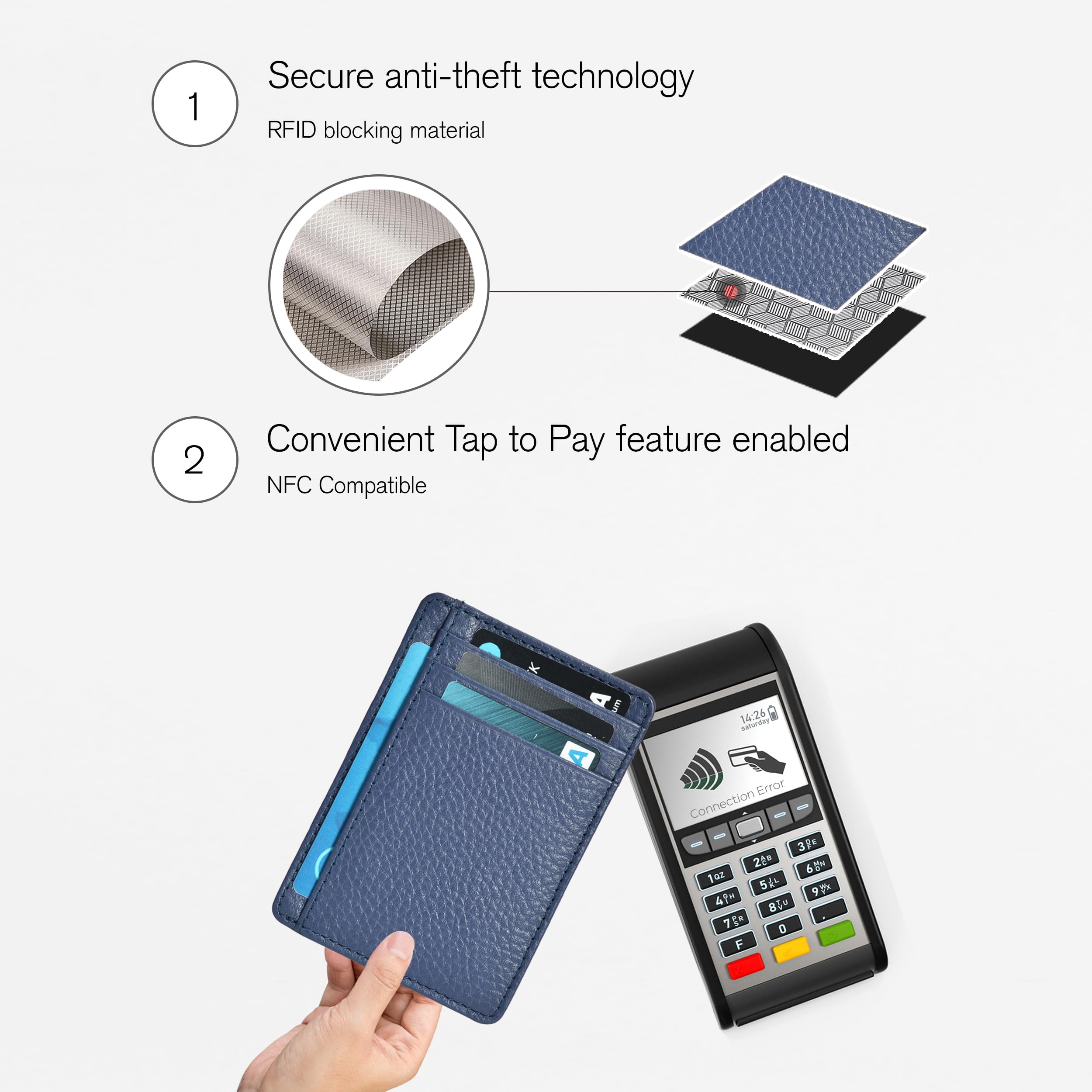 Slim RFID Blocking Leather Wallet for Men & Women - Minimalist Front Pocket Card Holder with Money Clip | Perfect for Travel, Everyday Carry & Gift Giving