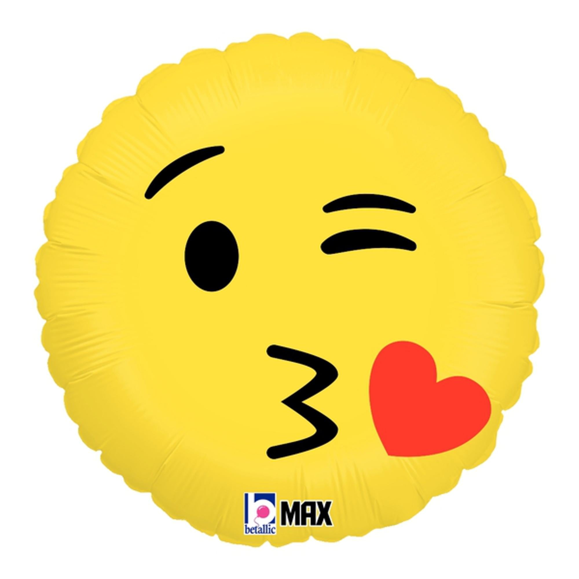 Emoji Kiss 18 Inch Foil Balloon - Perfect for Birthday Parties, Valentine's Day Decorations & Romantic Events
