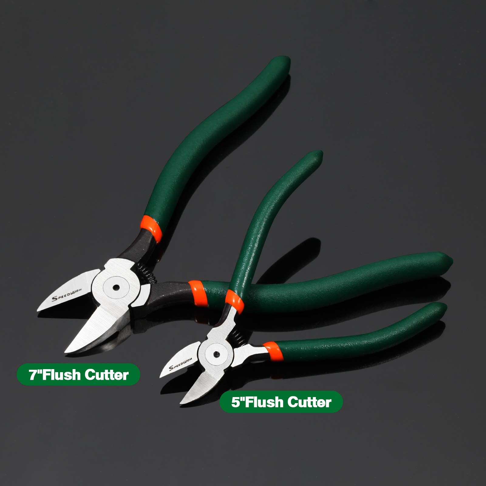 SPEEDWOX 2-Piece Flush Cut Pliers Set - Precision Diagonal Wire Cutters with Spring Action for Electronics, Jewelry Making, DIY Crafts | Ideal for Wire Cutting, Beading, and Small Component Trimming