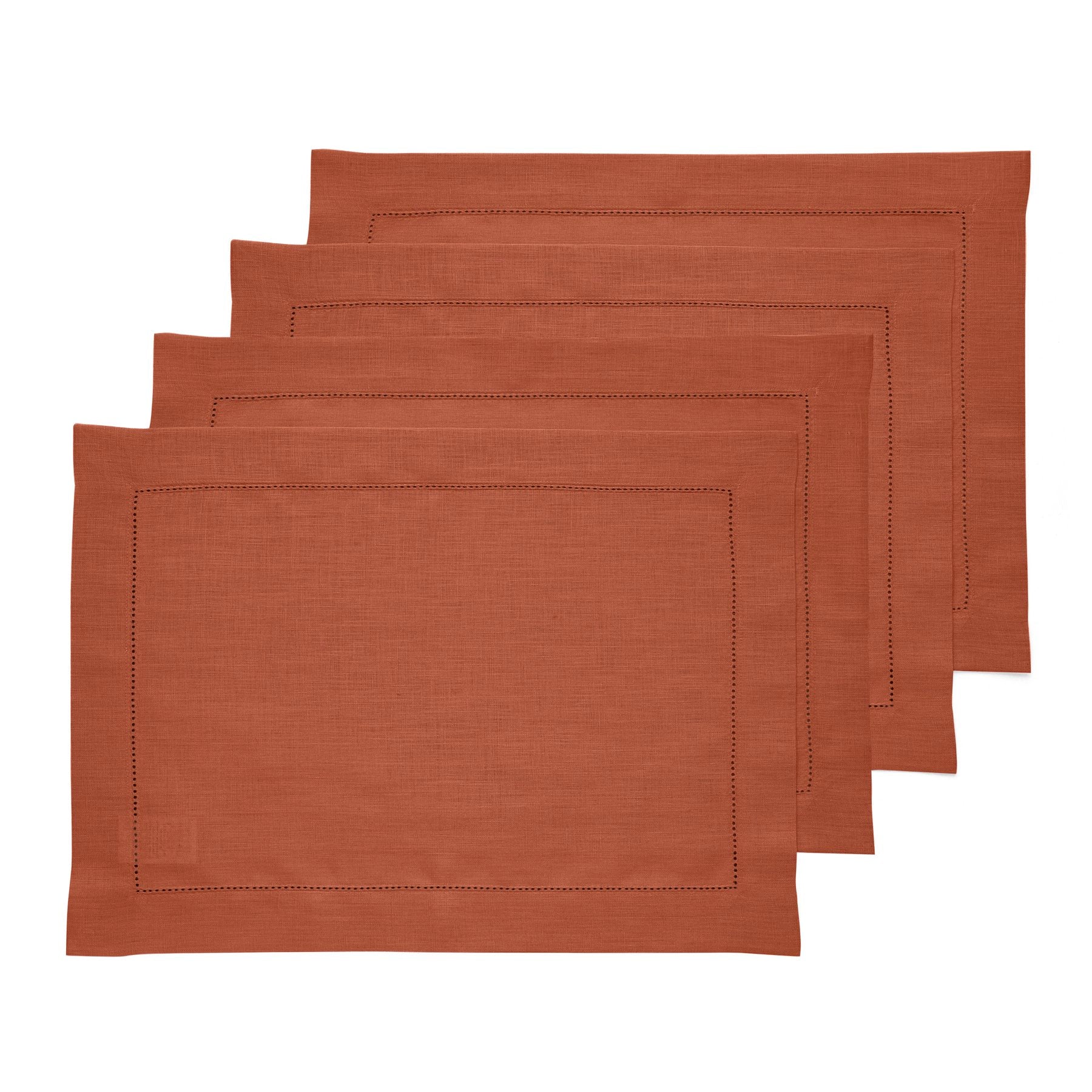 Elegant Classic Hemstitch Placemats Set of 4 - Premium Linen Table Mats for Dining Room Decor - Perfect for Thanksgiving, Christmas Dinner & Formal Entertaining