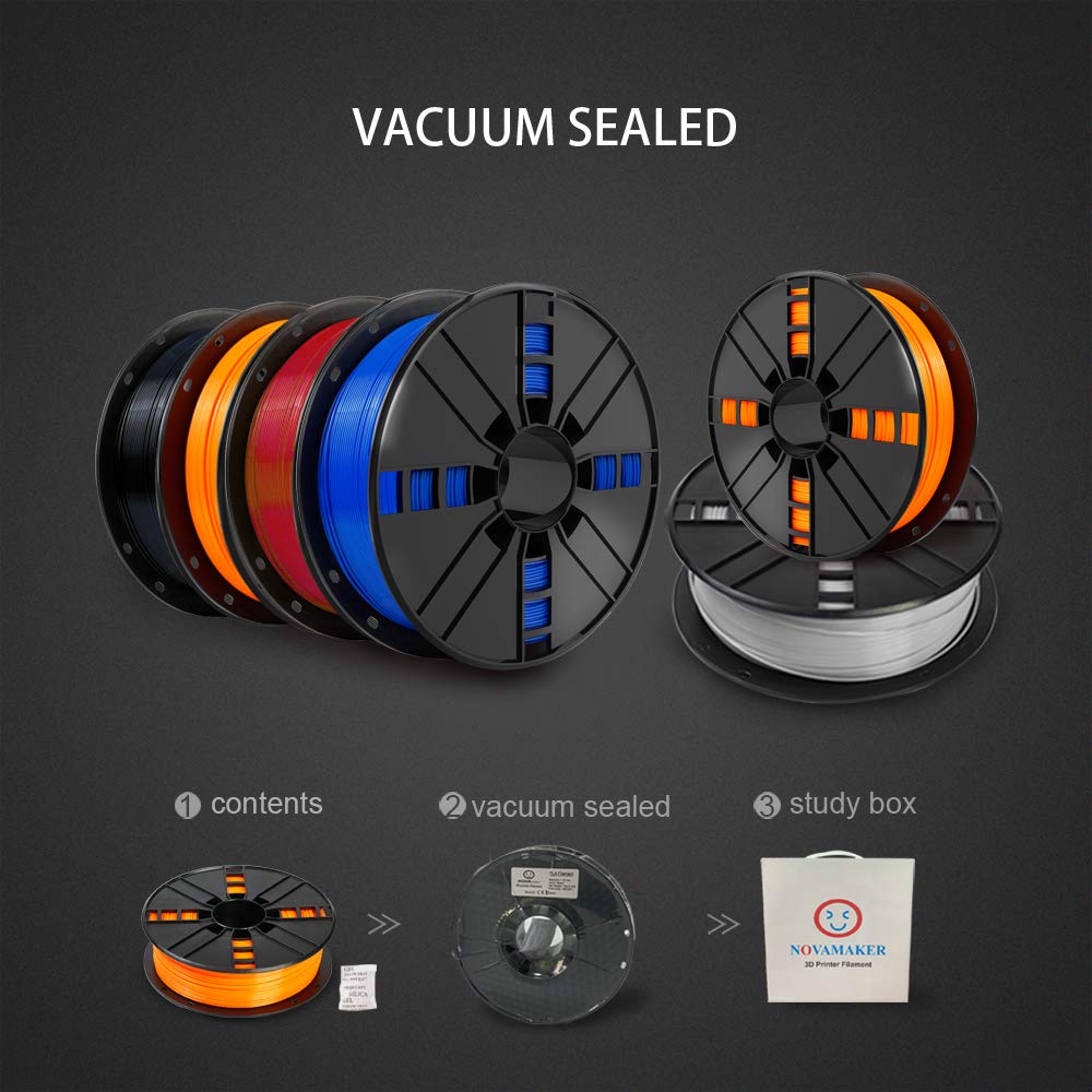 NovaMaker Orange ABS 3D Printer Filament 1.75mm, Low Odor & High Precision (+/-0.03mm), 1kg Spool (2.2lbs) - Perfect for DIY Projects, Prototyping & Home 3D Printing