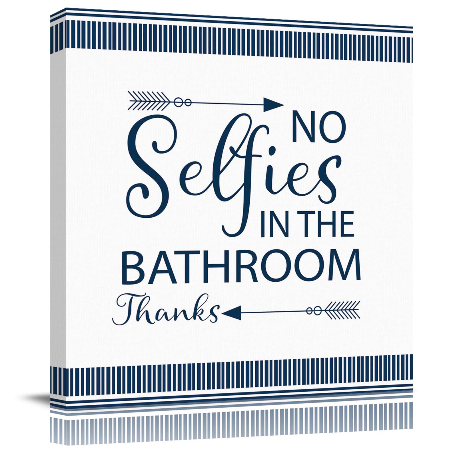 No Selfish in The Bathroom Canvas Wall Art - Framed Ready to Hang Bathroom Decor, Modern Text Painting for Living Room, Kitchen & Office - Perfect for Home, Spa & Relaxation Spaces