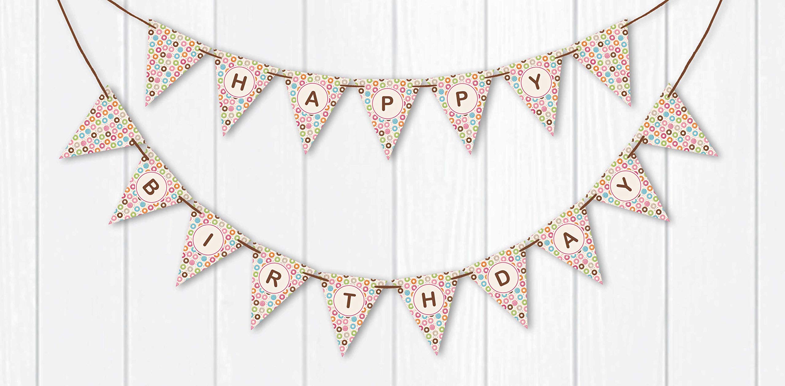 Happy Birthday Party Decorations - Gender Neutral Donut Garland Pennant Banner for Baby Boy or Girl | Perfect for Birthday Parties, Baby Showers & Nursery Decor