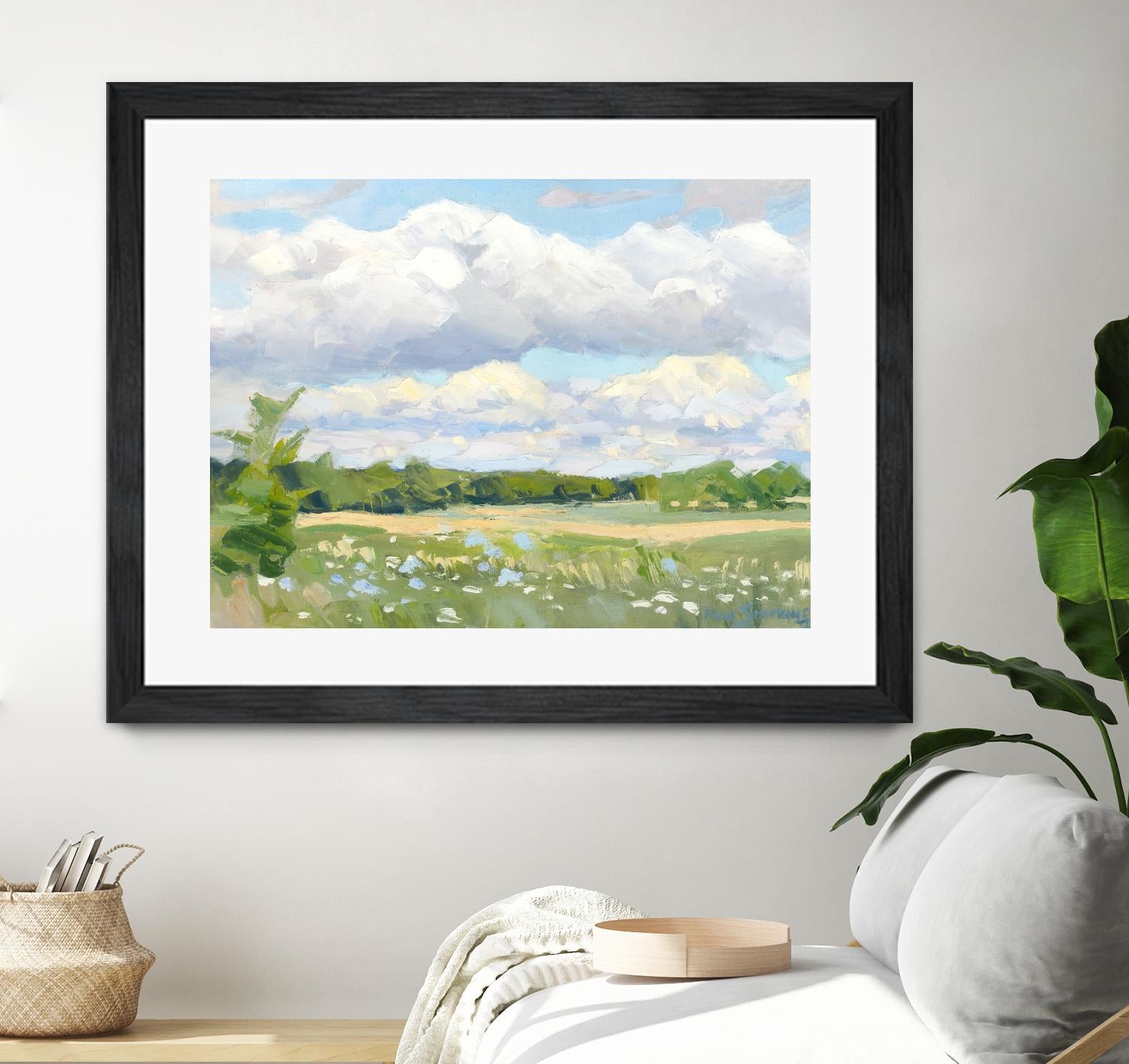 Blue Chicory Fields Painting - Handmade Canvas Wall Art for Home & Office Decor - Perfect for Living Room, Bedroom, and Office Spaces