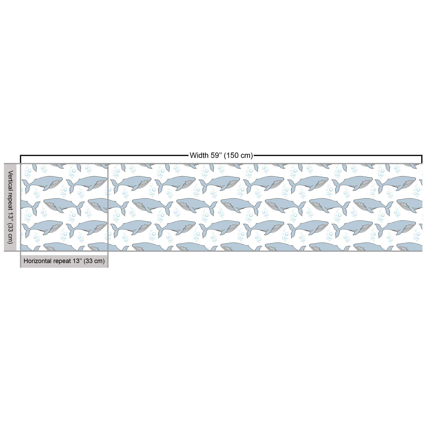 Ambesonne Whale Fabric by The Yard - Cartoon Whales on Bubbles Background Underwater World Design - 1 Yard Decorative Fabric for Upholstery, Curtains, Pillows & Home Decor - Perfect for Nursery, Bedroom & Living Room - White Pale Blue