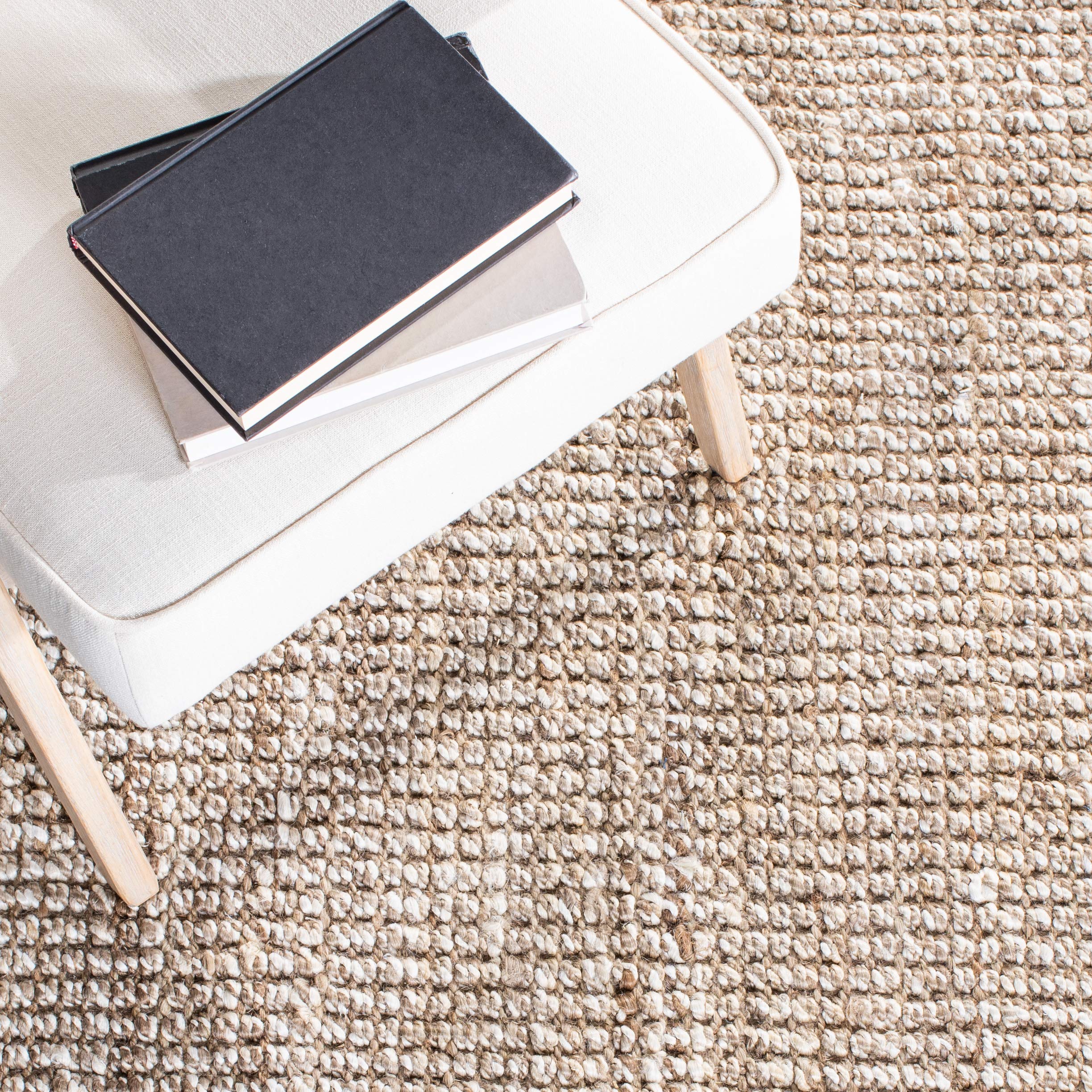 SAFAVIEH Handmade Woven Jute Area Rug 9'x12' - Natural Fiber Collection in Grey & Beige with Fringe Trim, Durable for High Traffic Living Room & Bedroom | Eco-Friendly Home Decor for Boho, Farmhouse & Coastal Style Interiors (NF825F)