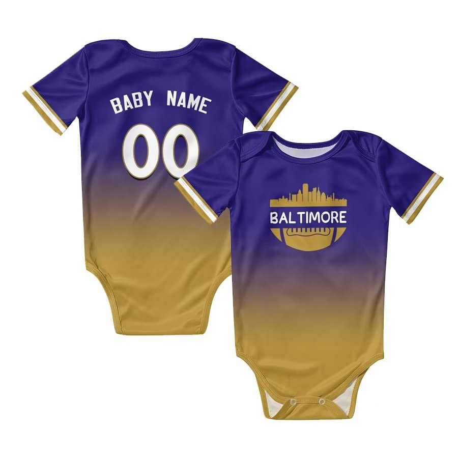 Custom Baby Football City Skyline Outfit - Personalized Name & Number Gradient Football Clothes for Boys & Girls - Perfect Fan Gifts for Game Day & Birthday Parties