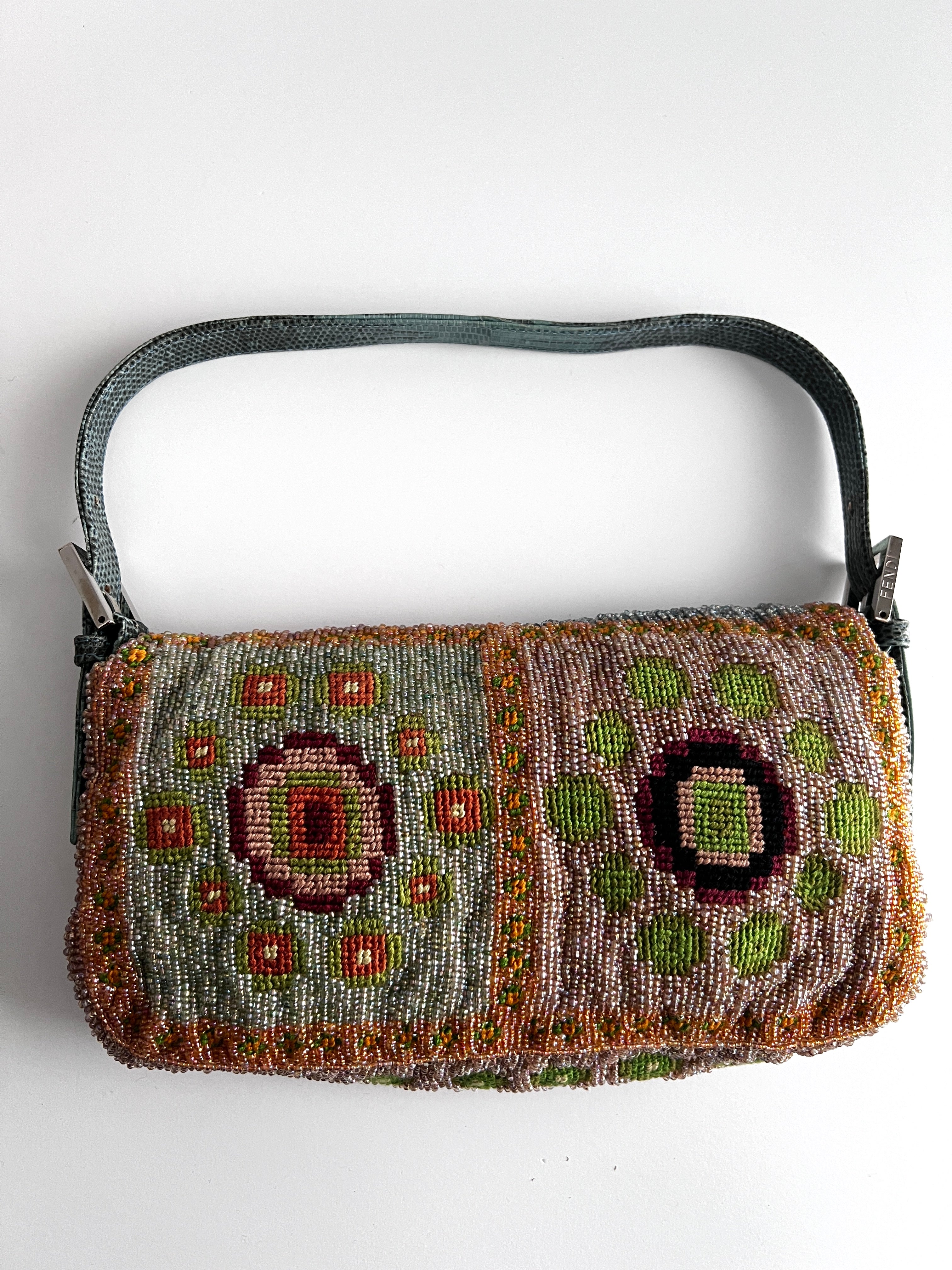 Vintage Fendi Boho Beaded Baguette Bag - Stylish Crossbody Purse for Women, Perfect for Parties, Weddings & Date Nights