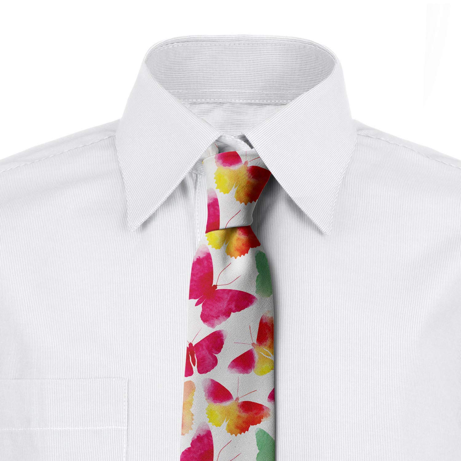 Ambesonne Watercolor Butterflies Necktie - 3.7