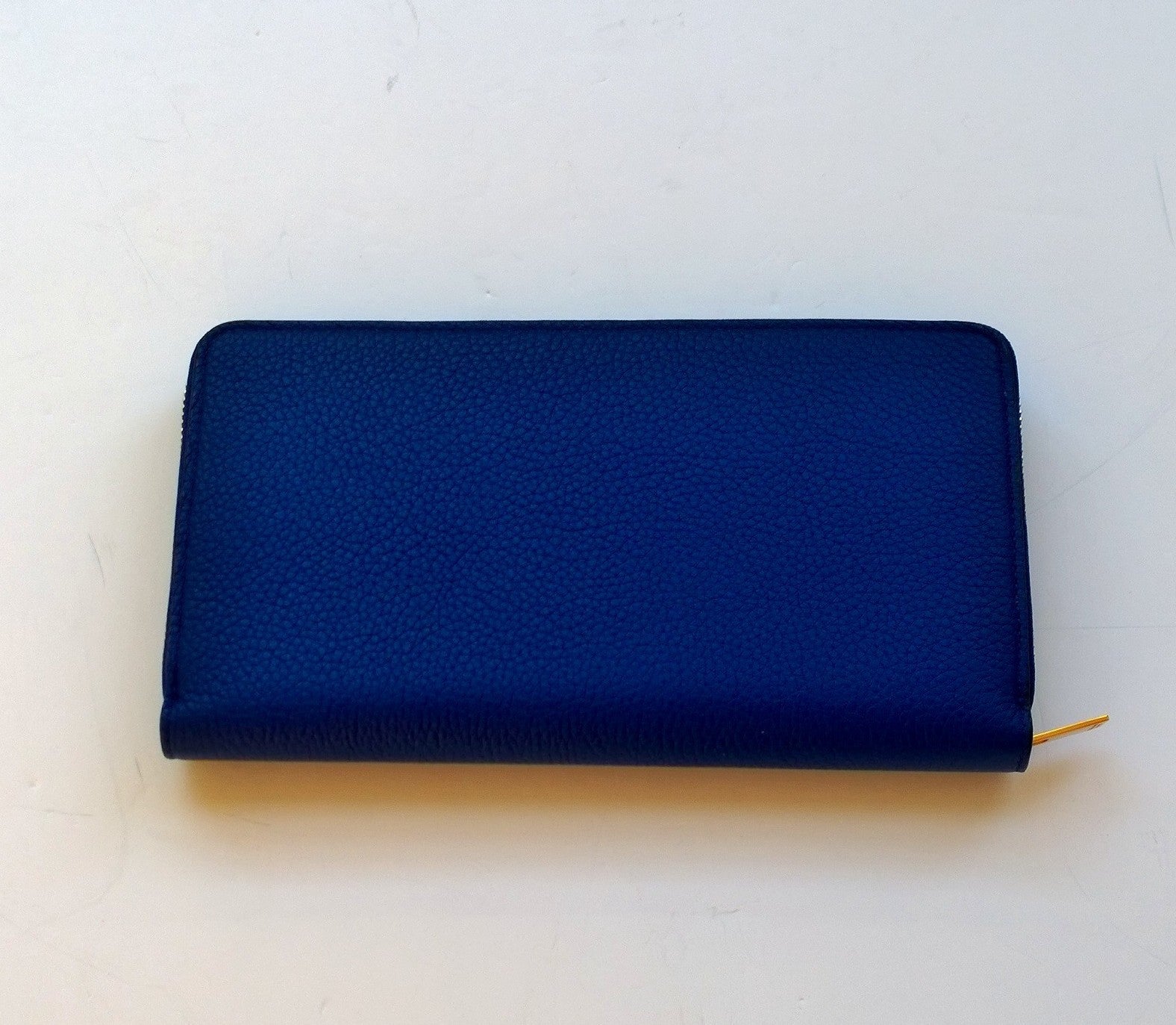 Celine Large Blue Textured Leather Zipper Wallet for Women | Stylish Purse for Everyday Use & Travel Accessories