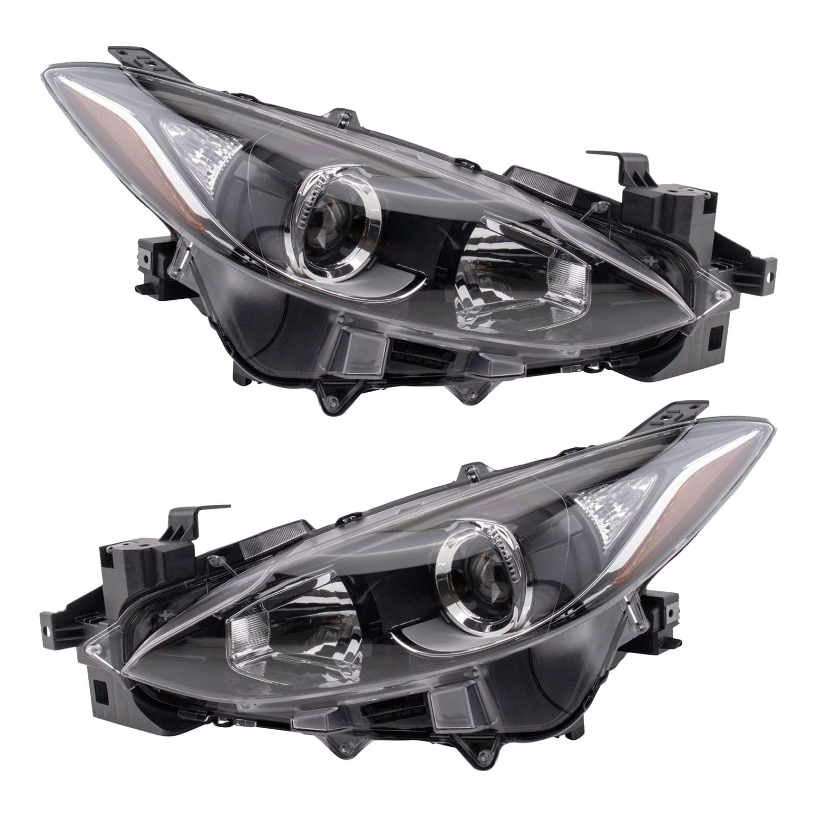 Halogen Headlight Assembly Set for 2014-2016 Mazda 3 - Driver & Passenger Side Replacement (MA2502144 MA2503144) - Perfect for Night Driving & Foggy Conditions