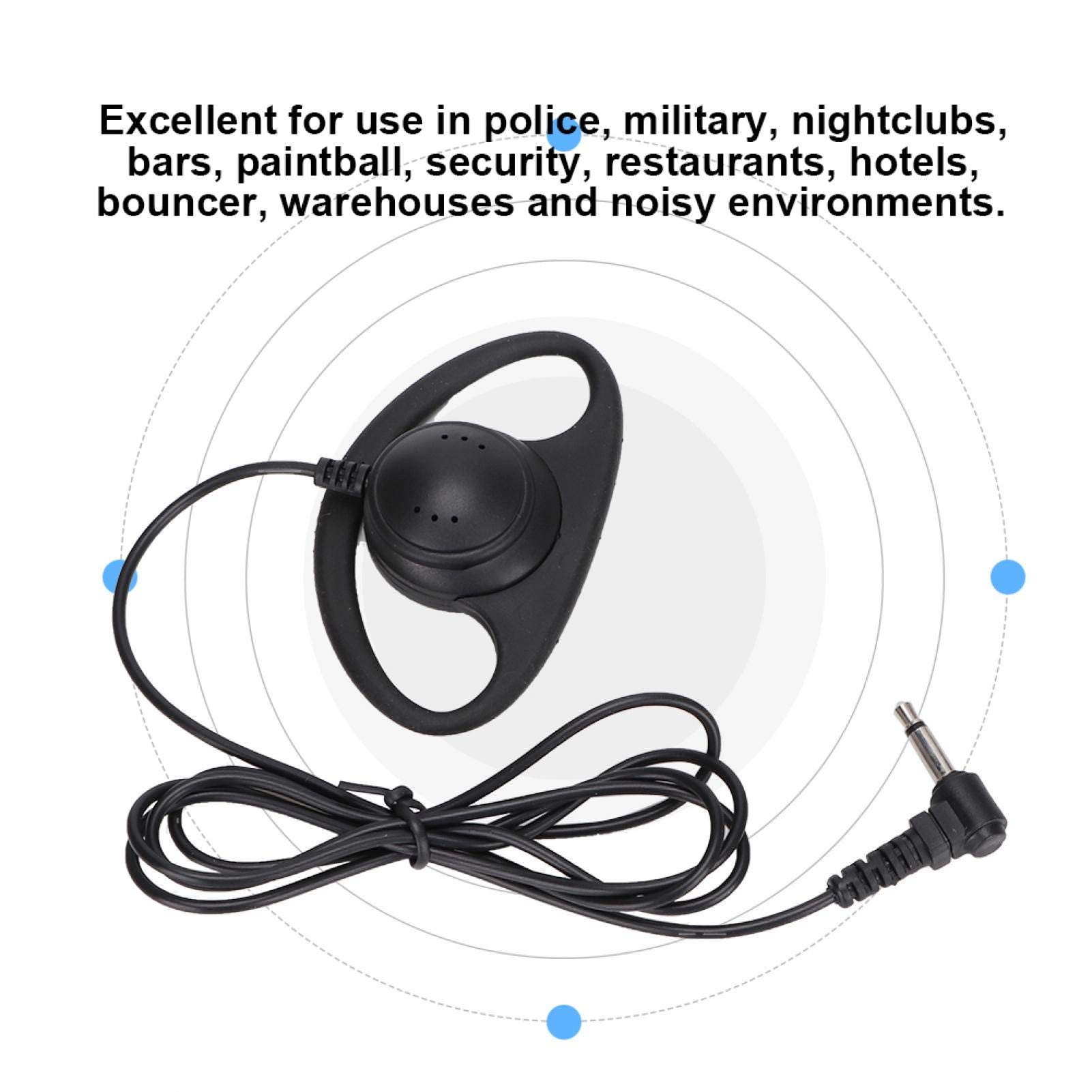 Niiyen Walkie Talkie Earpiece - 5 Pack 3.5mm Jack D-Shaped Headset with PTT Listening Mic for Two-Way Radios - Secure Clip-On Design for Security, Construction & Event Staff Communication