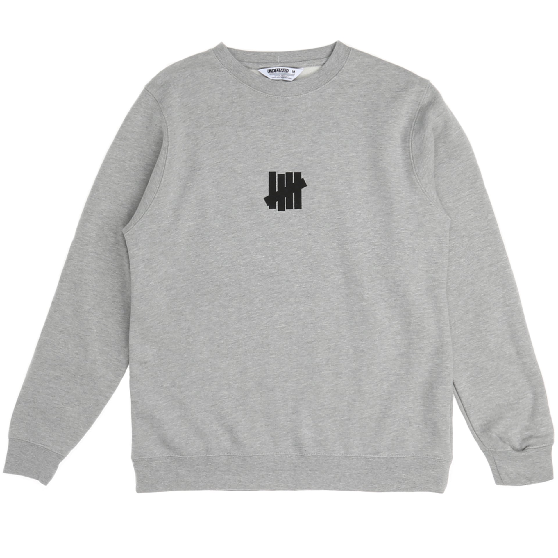 Undefeated Center Strike Crew Sweatshirt - Grey Heather | Men's Streetwear Pullover Hoodie for Casual Wear & Urban Fashion