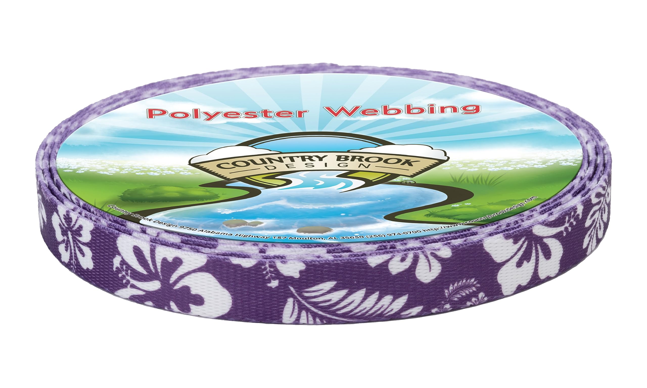 Country Brook Design - Purple Hawaiian Polyester Webbing for DIY Crafts, Dog Collars, and Outdoor Gear Accessories