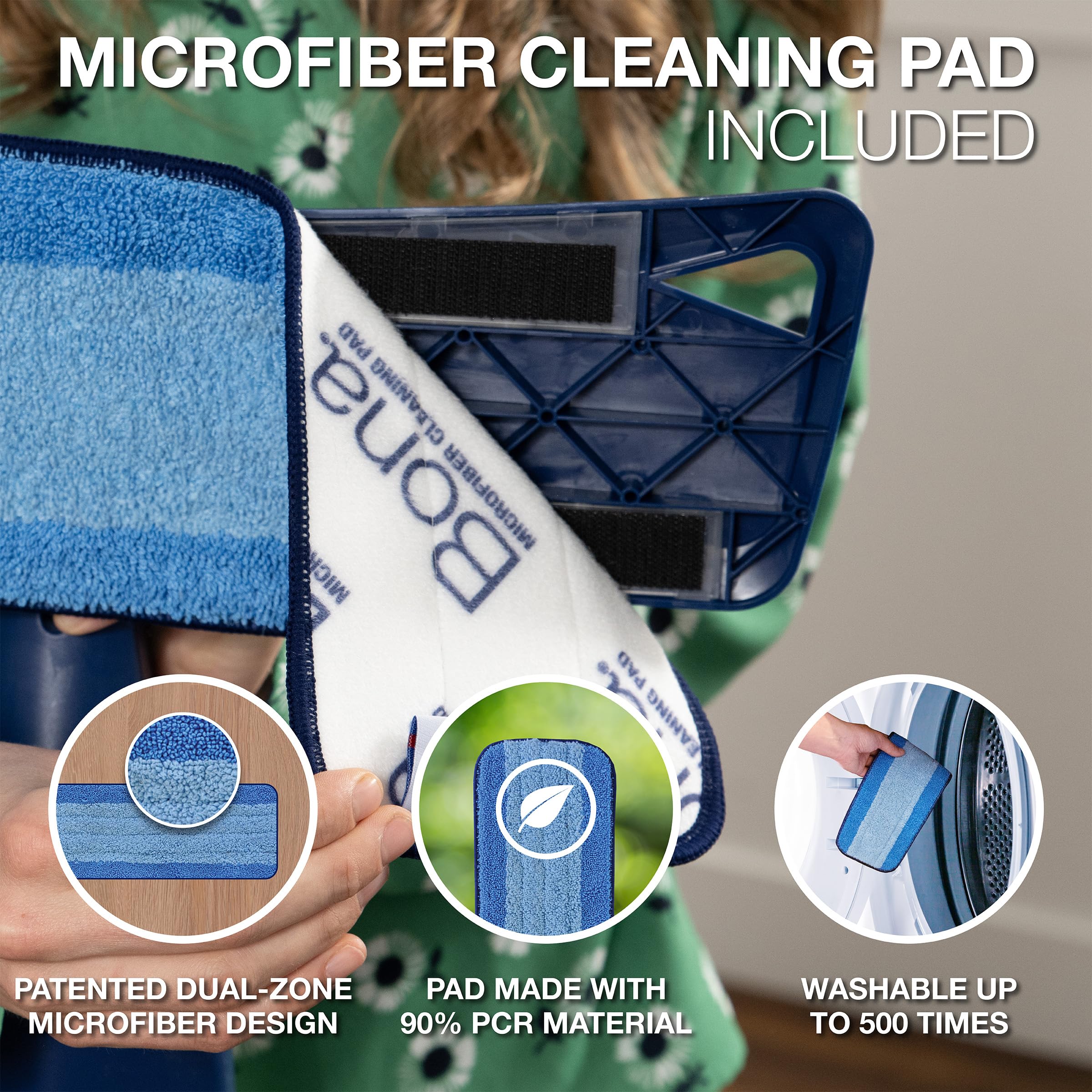 Premium Bona Hardwood Floor Spray Mop - with Cleaning Concentrate & Washable Pads - for Quick Home Cleaning